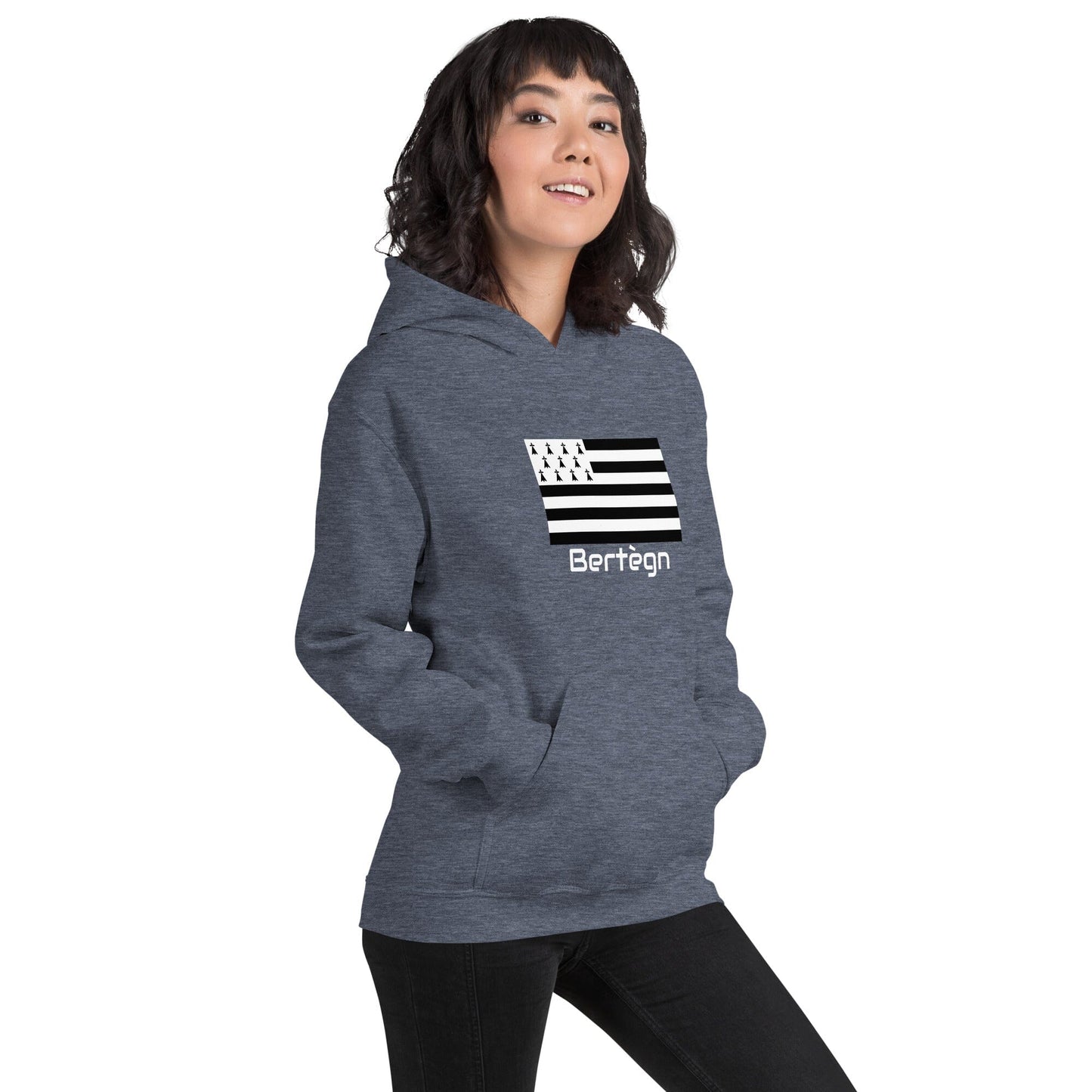 Sweatshirt unisexe à capuche Gwenn Ha Du Bertègn sweat-shirt Bevet Breizh Heather Sport Dark Navy S