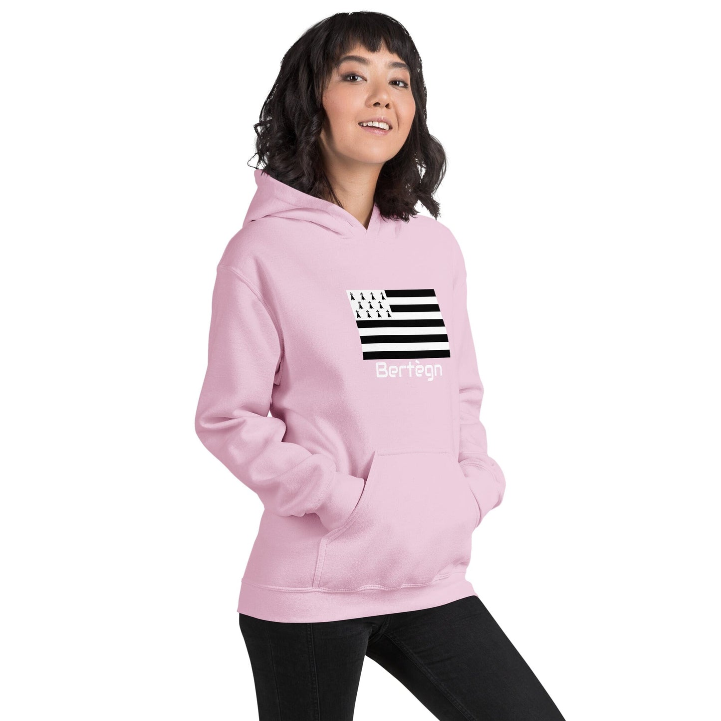 Sweatshirt unisexe à capuche Gwenn Ha Du Bertègn sweat-shirt Bevet Breizh Rose Clair S