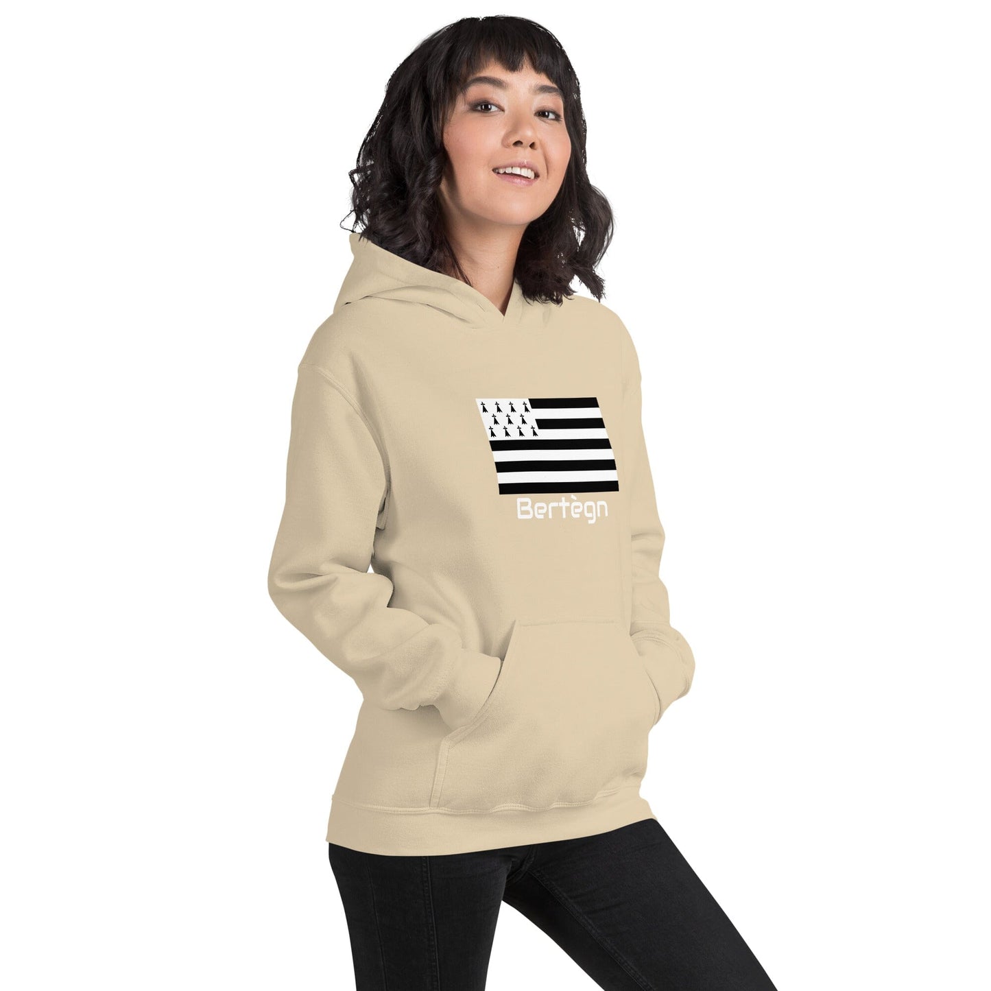 Sweatshirt unisexe à capuche Gwenn Ha Du Bertègn sweat-shirt Bevet Breizh Sable S