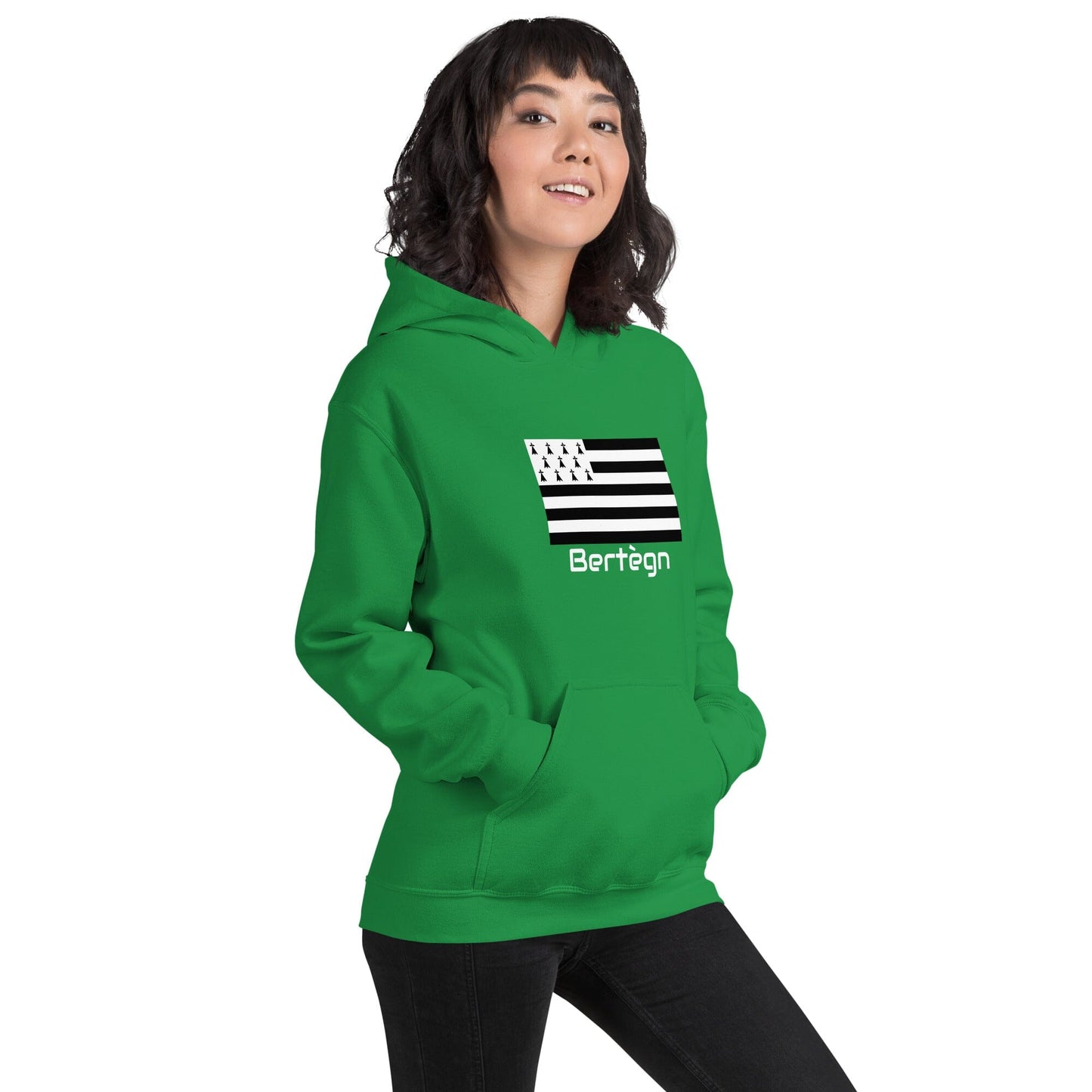 Sweatshirt unisexe à capuche Gwenn Ha Du Bertègn sweat-shirt Bevet Breizh Vert menthe S