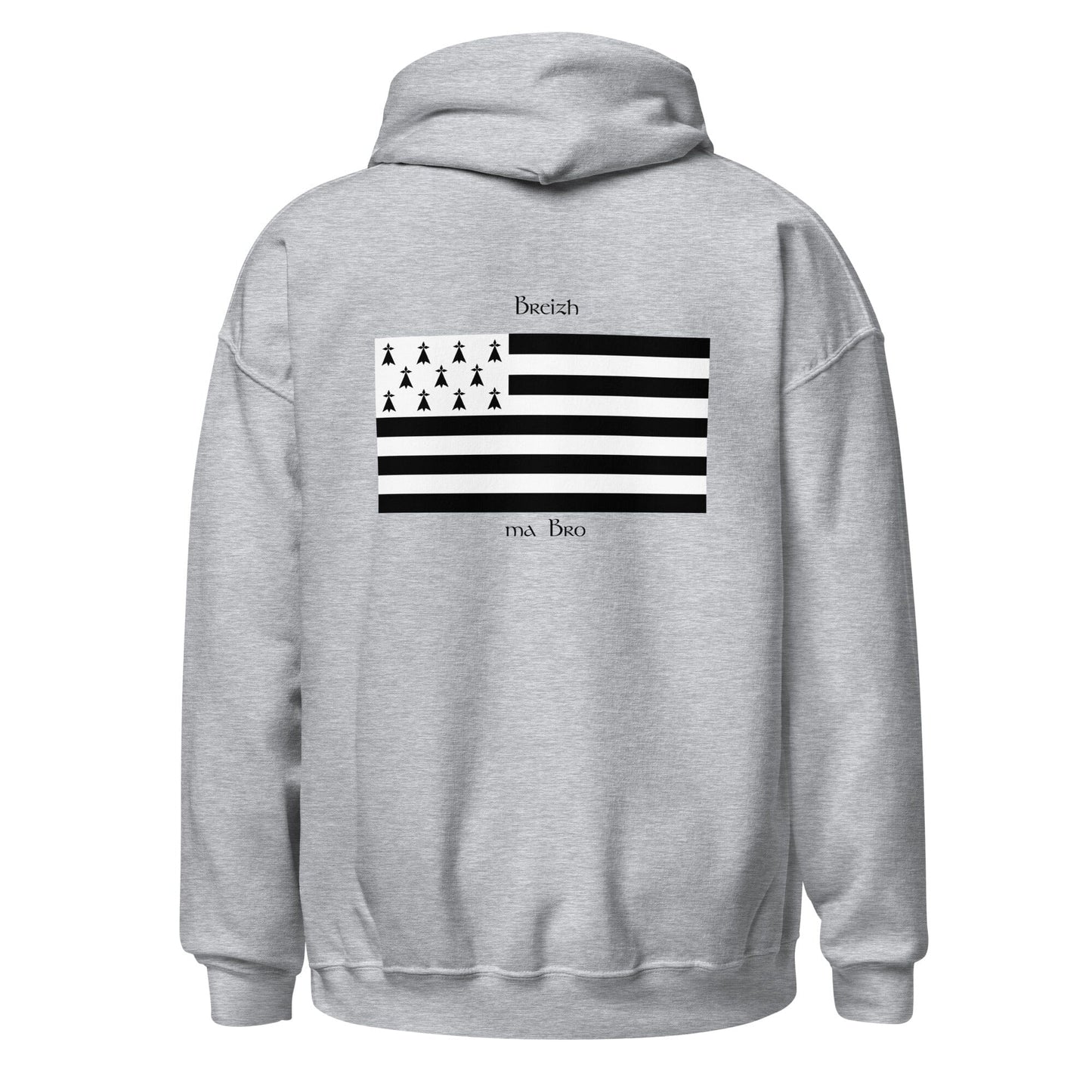 Sweatshirt unisexe à capuche Gwenn ha du Breizh ma bro sweatshirt Bevet Breizh