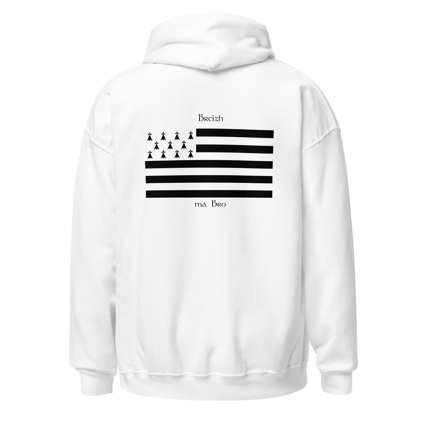 Sweatshirt unisexe à capuche Gwenn ha du Breizh ma bro sweatshirt Bevet Breizh