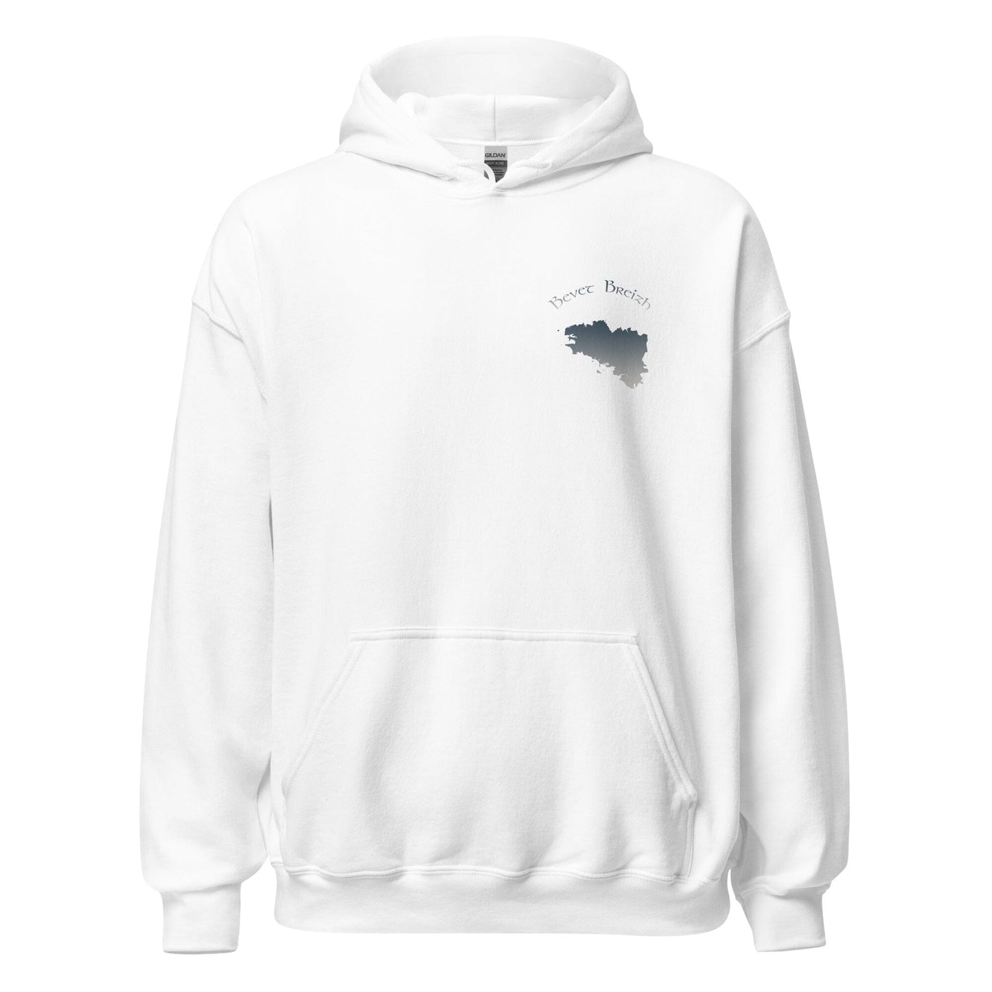 Sweatshirt unisexe à capuche Gwenn ha du Breizh ma bro sweatshirt Bevet Breizh Blanc S