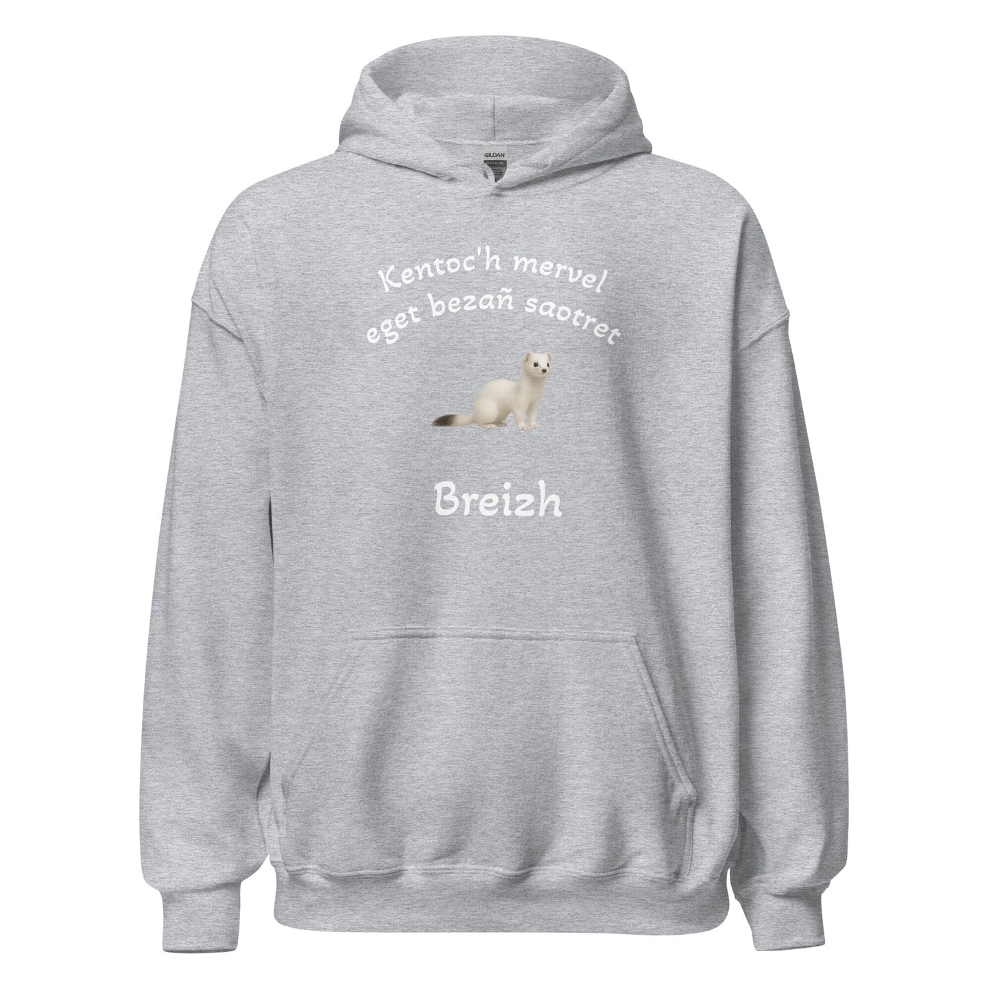 Sweatshirt unisexe à capuche Kentoc'h mervel eget bezañ saotret sweat-shirt Bevet Breizh Gris Sport S