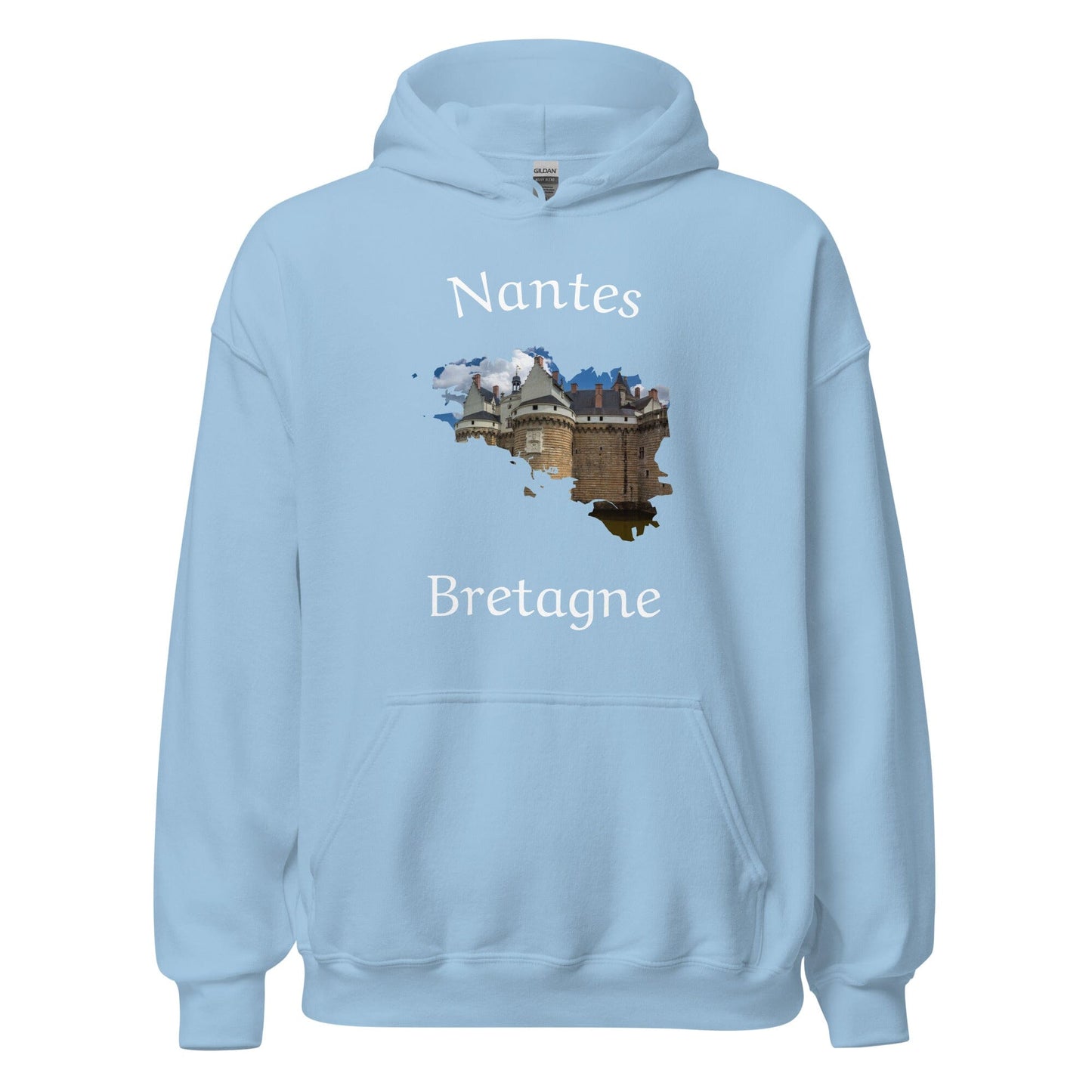Sweatshirt unisexe à capuche Nantes Bretagne sweat-shirt Bevet Breizh Bleu Clair S