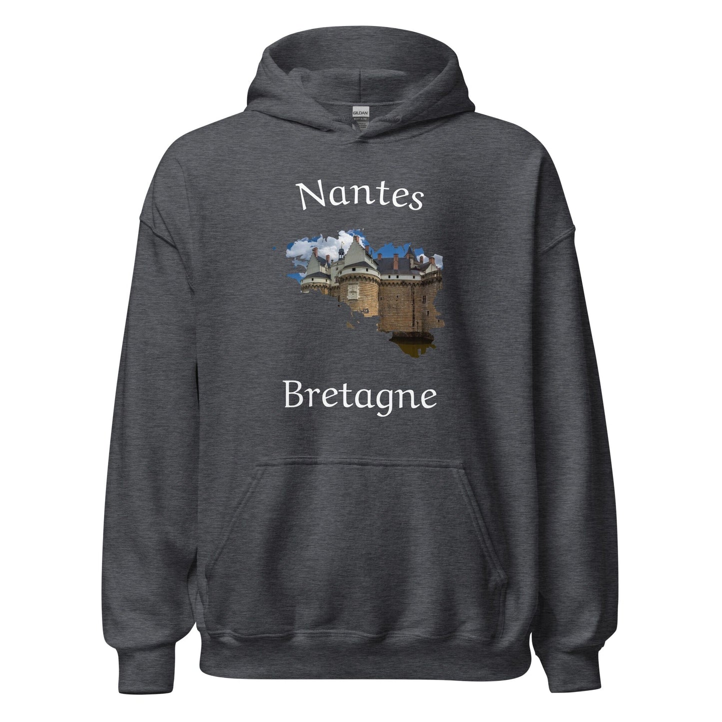 Sweatshirt unisexe à capuche Nantes Bretagne sweat-shirt Bevet Breizh Gris Foncé Chiné S