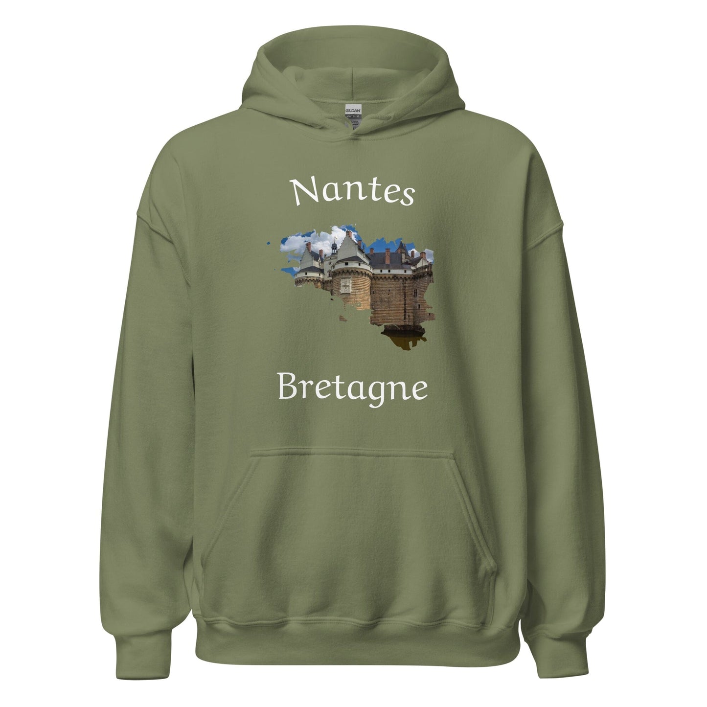 Sweatshirt unisexe à capuche Nantes Bretagne sweat-shirt Bevet Breizh Vert Militaire S