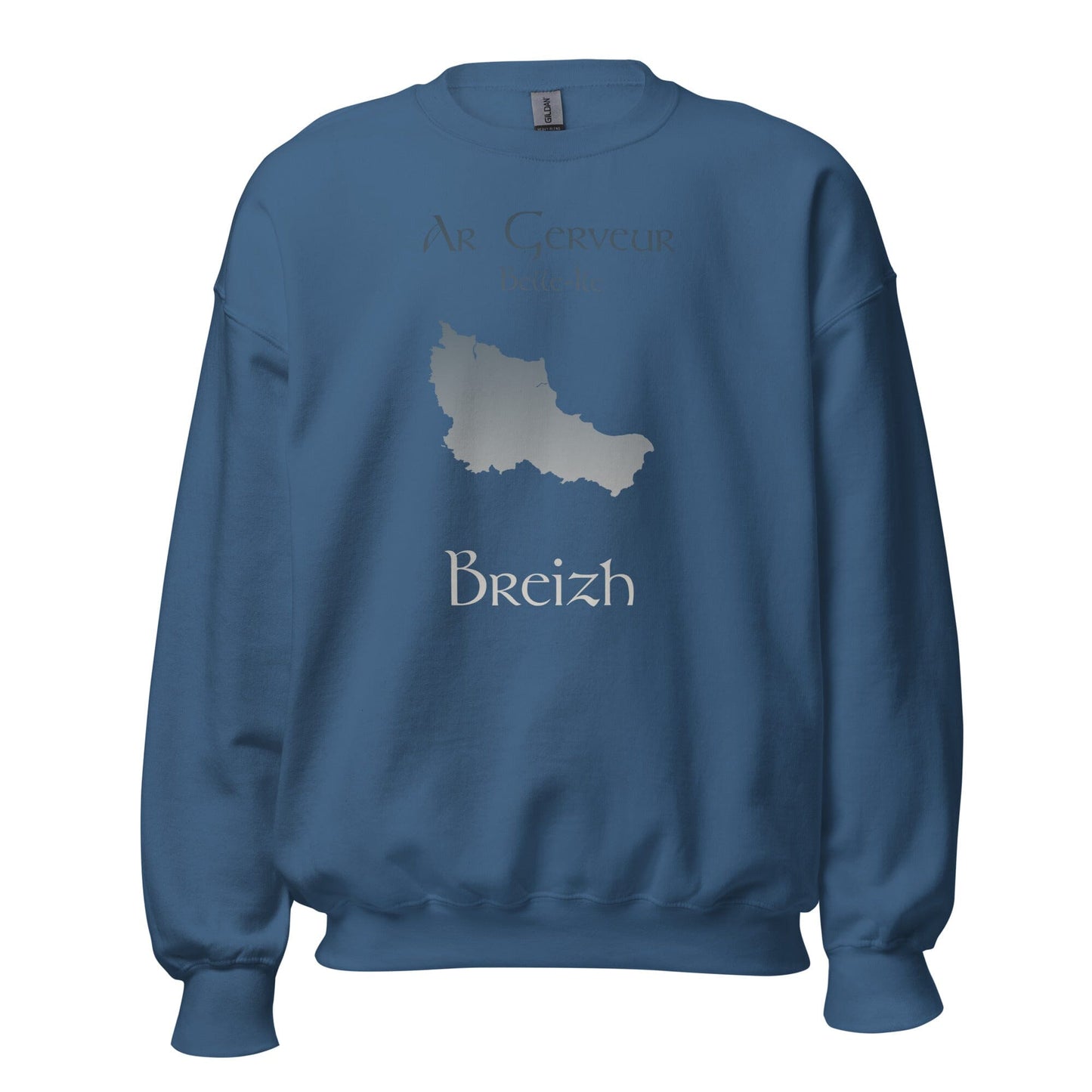 Sweatshirt Unisexe à Col Rond Ar Gerveur Belle-île sweat-shirt Bevet Breizh Bleu Indigo S