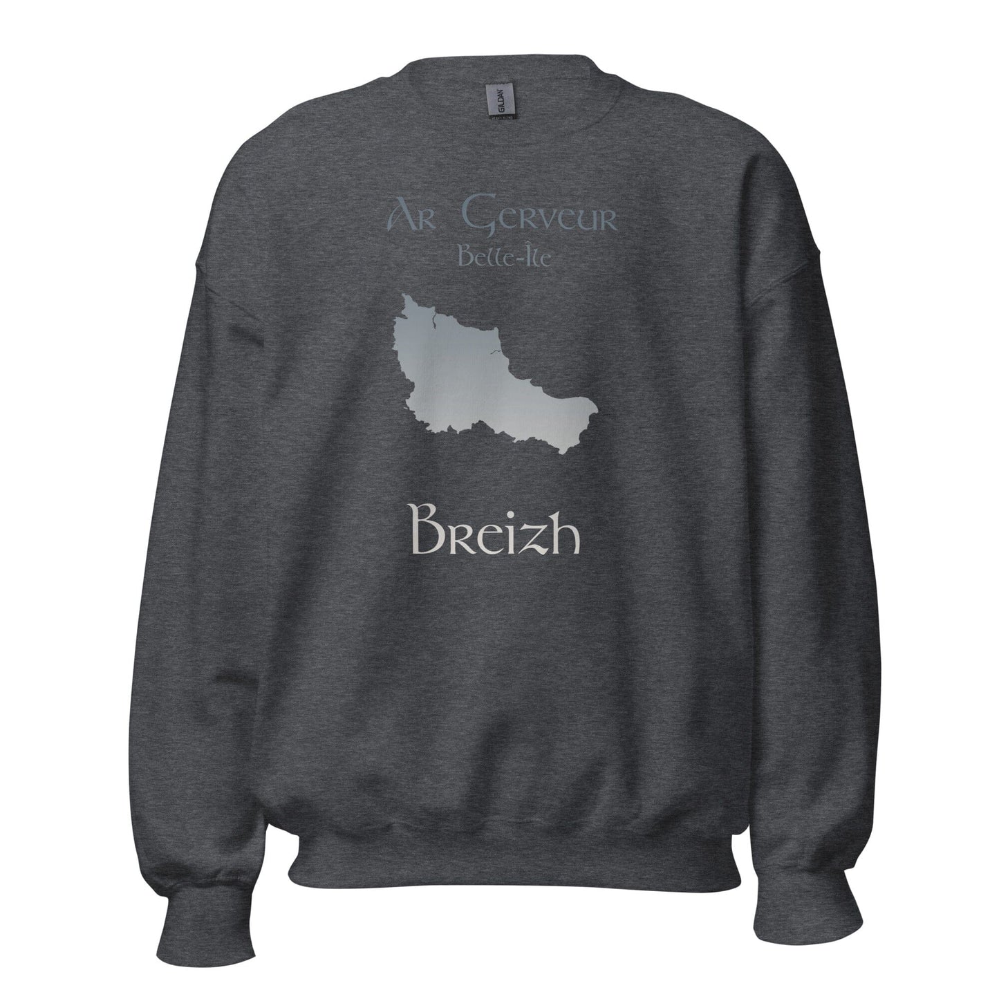 Sweatshirt Unisexe à Col Rond Ar Gerveur Belle-île sweat-shirt Bevet Breizh Gris Foncé Chiné S