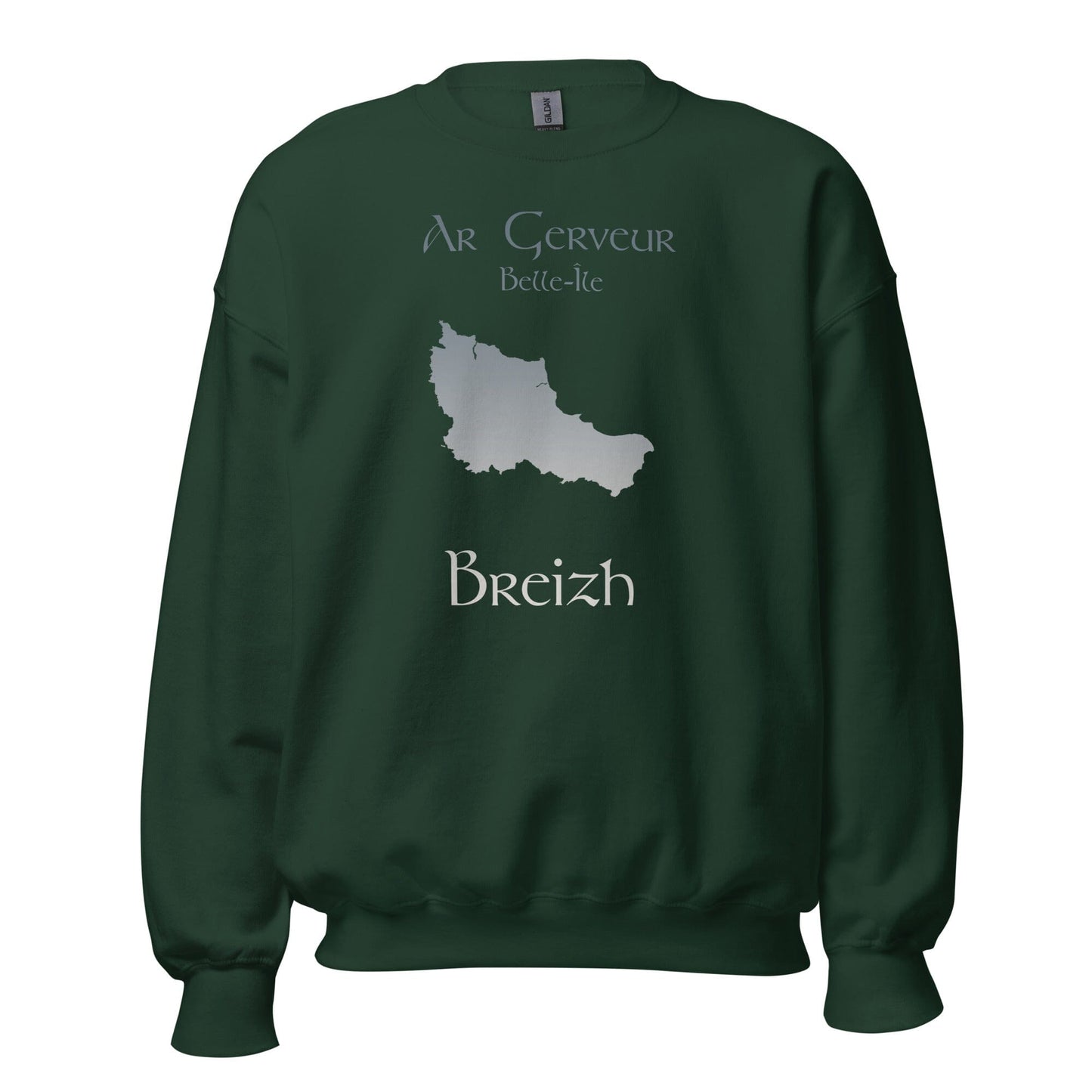 Sweatshirt Unisexe à Col Rond Ar Gerveur Belle-île sweat-shirt Bevet Breizh Vert Forêt S