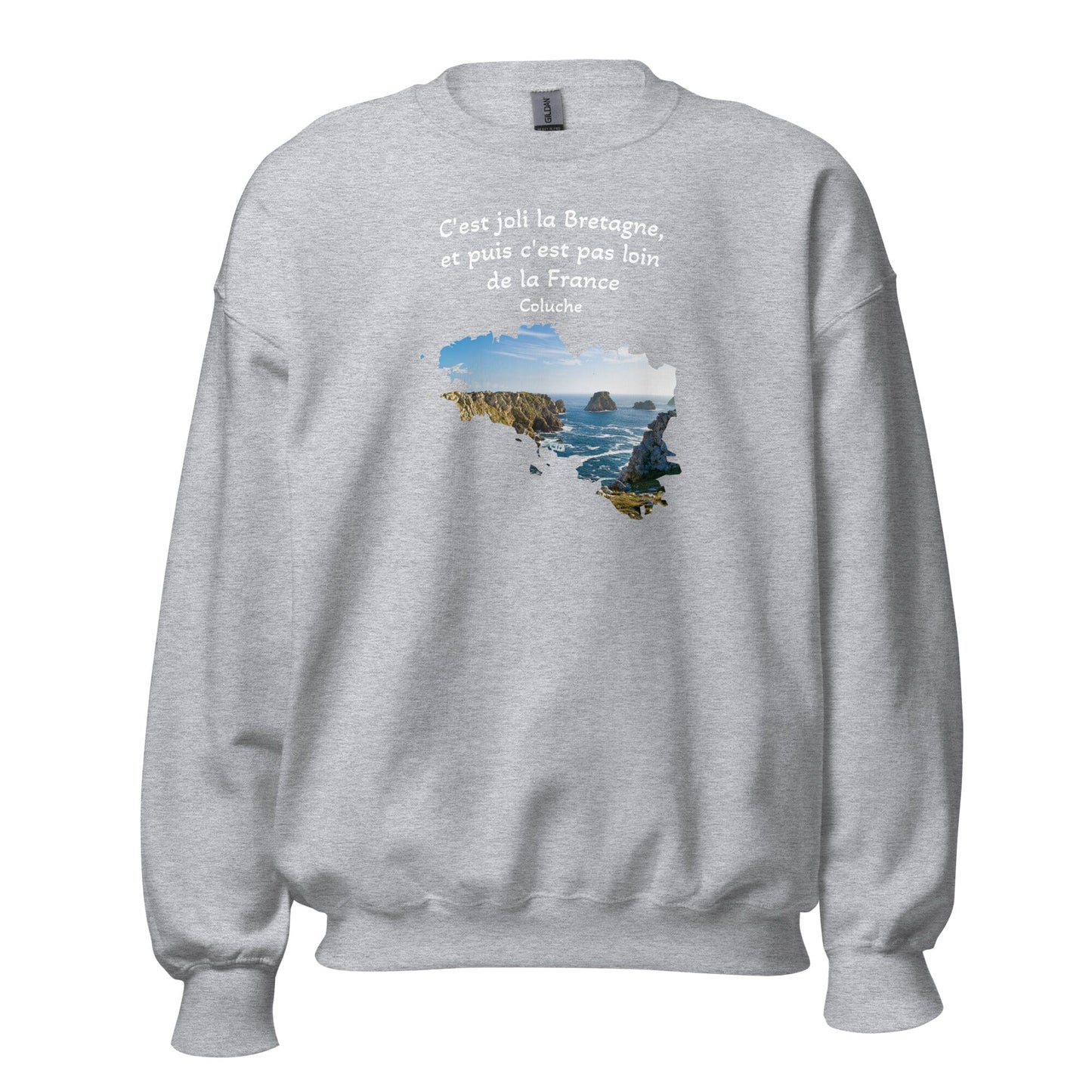 Sweatshirt Unisexe à Col Rond c'est joli la Bretagne Coluche sweat-shirt Bevet Breizh Gris Sport 4XL