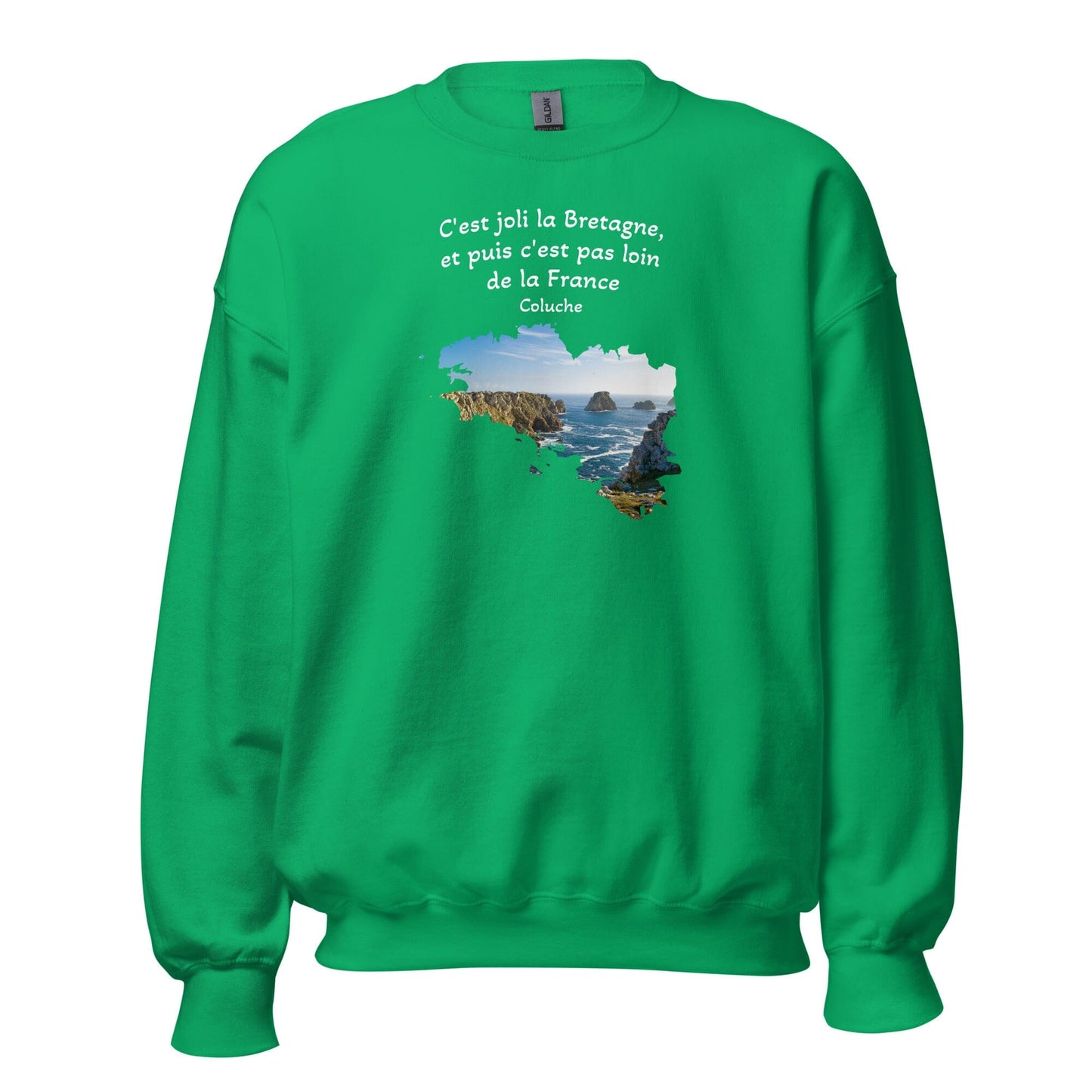 Sweatshirt Unisexe à Col Rond c'est joli la Bretagne Coluche sweat-shirt Bevet Breizh Vert menthe S