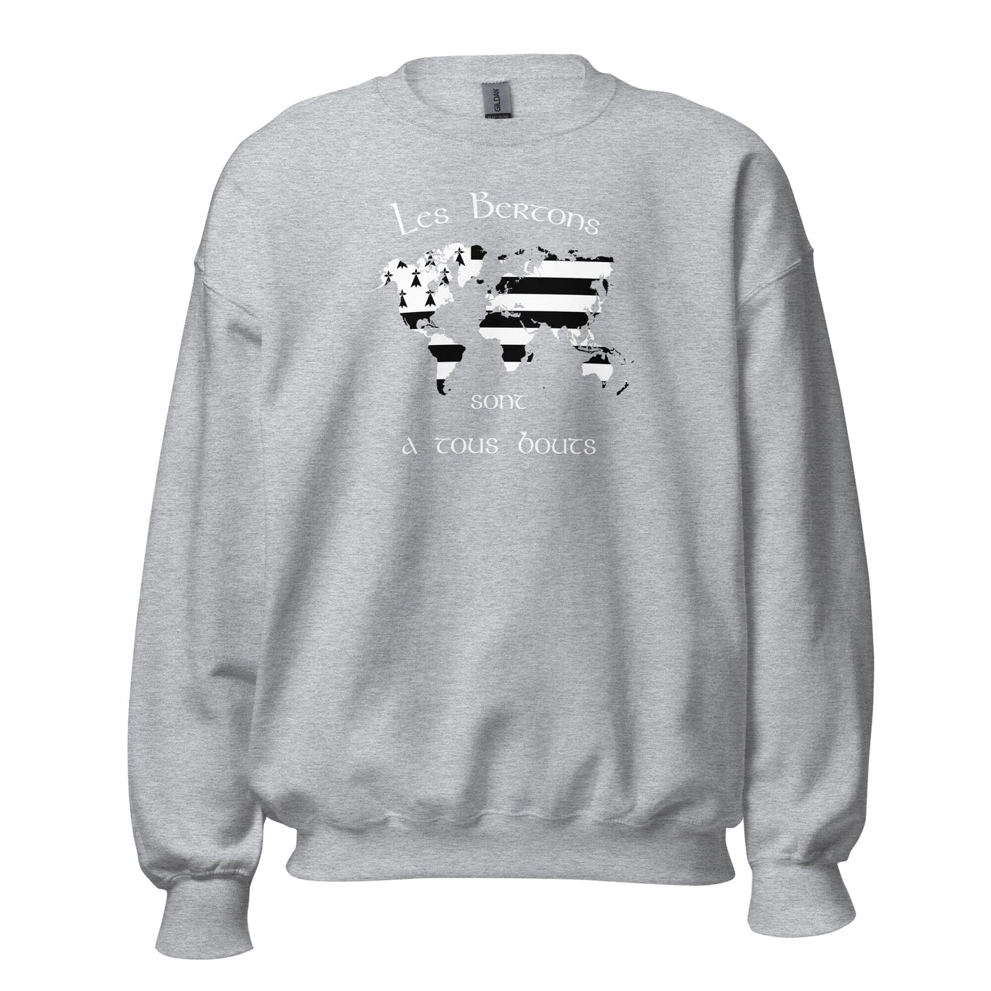 Sweatshirt Unisexe à Col Rond les Bertons sont a tous bouts sweat-shirt Bevet Breizh Gris Sport 4XL