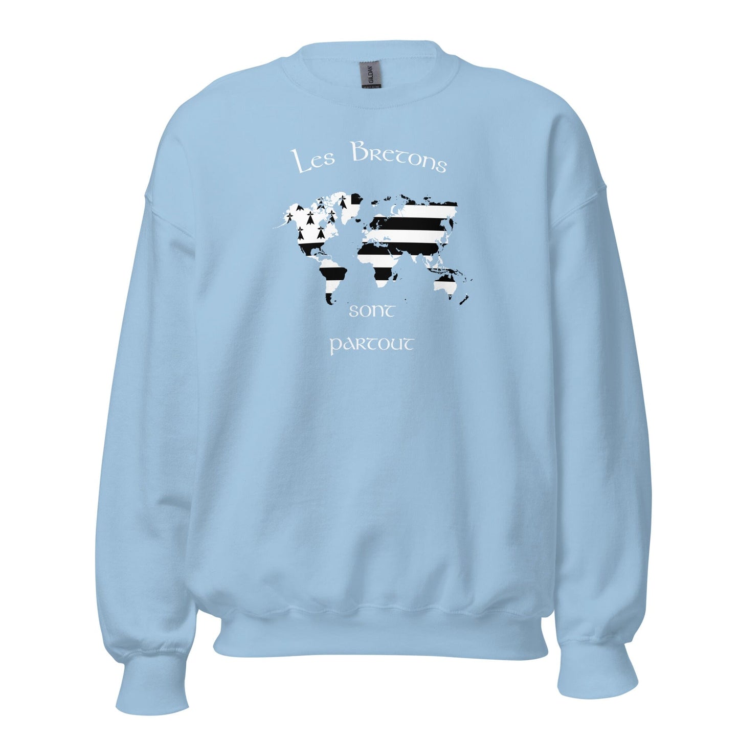 Sweatshirt Unisexe à Col Rond les Bretons sont partout sweat-shirt Bevet Breizh Bleu Clair S