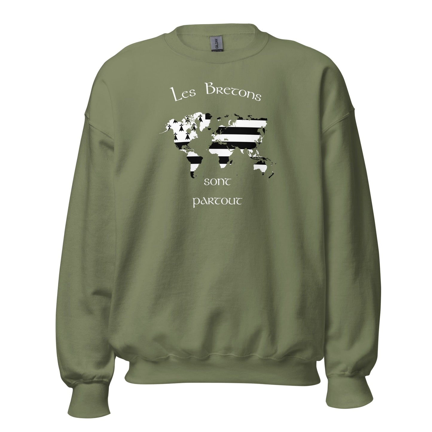 Sweatshirt Unisexe à Col Rond les Bretons sont partout sweat-shirt Bevet Breizh Vert Militaire S