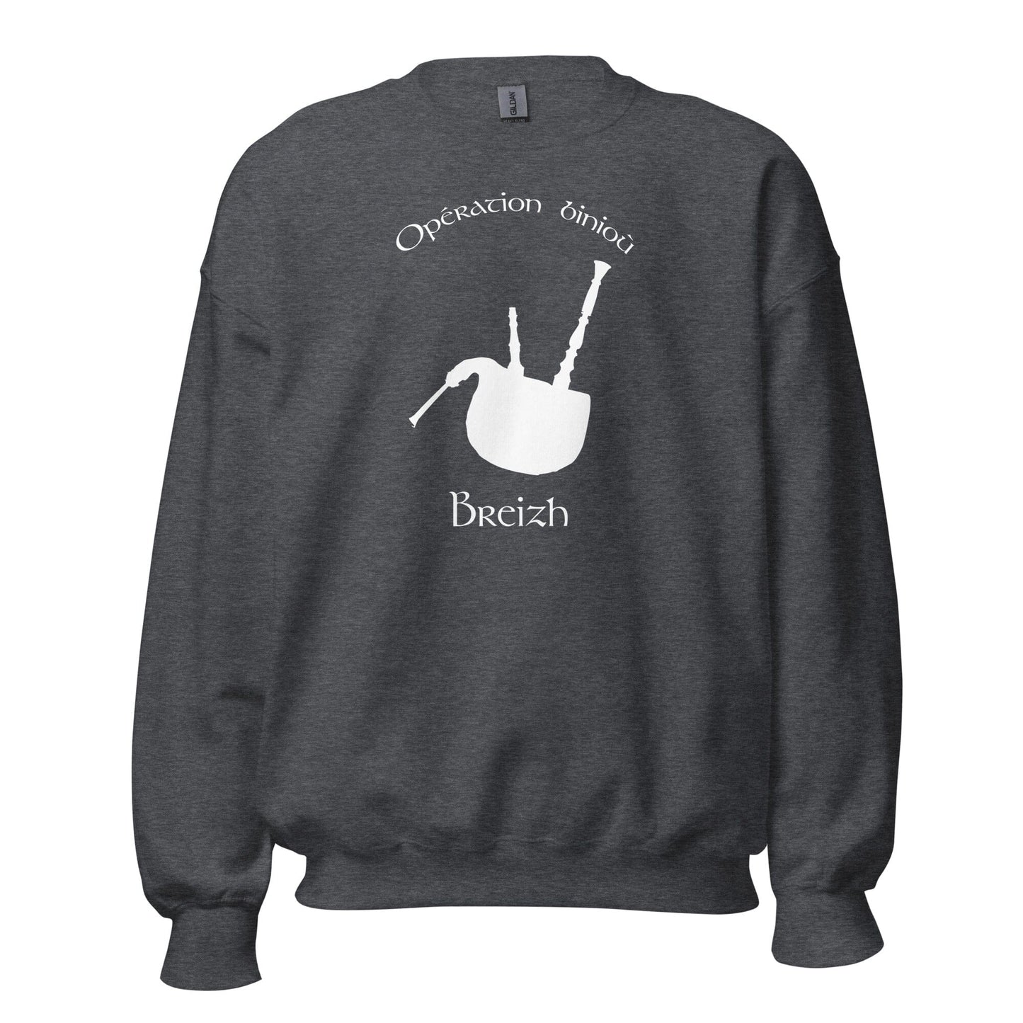 Sweatshirt Unisexe à Col Rond opération binioù sweatshirt Bevet Breizh Gris Foncé Chiné S