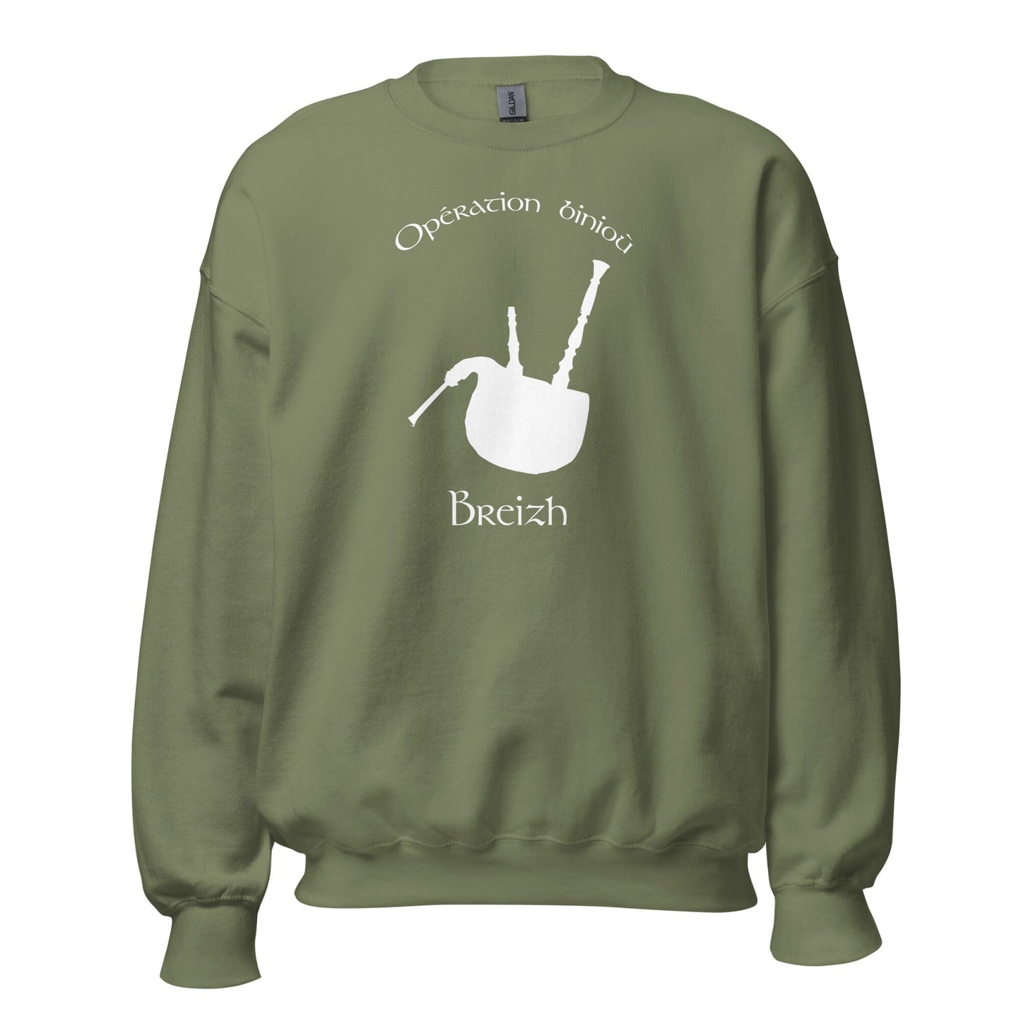 Sweatshirt Unisexe à Col Rond opération binioù sweatshirt Bevet Breizh Vert Militaire S
