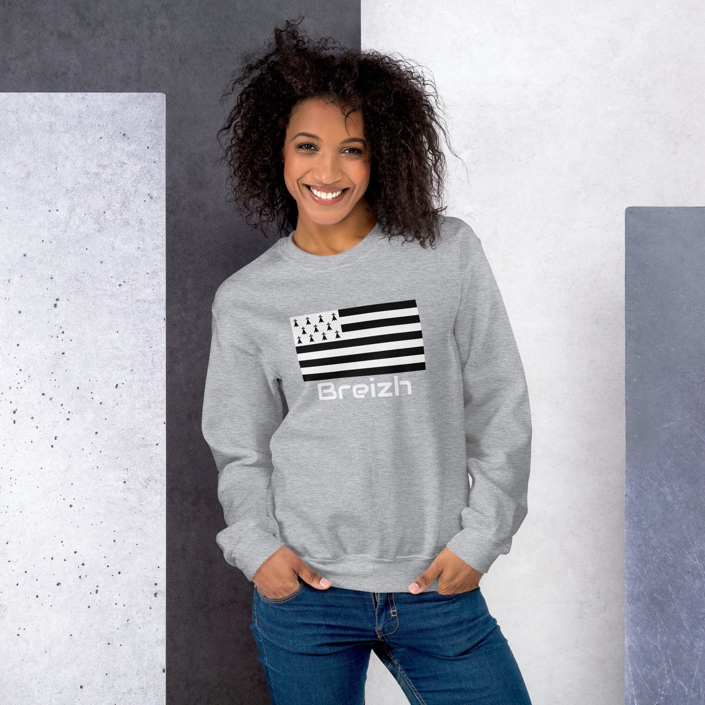 Sweatshirt unisexe Gwenn Ha Du Breizh sweat-shirt Bevet Breizh Gris Sport S