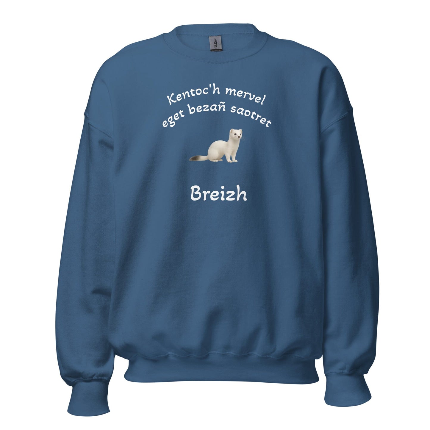 Sweatshirt unisexe Kentoc'h mervel eget bezañ saotret sweat-shirt Bevet Breizh Bleu Indigo S