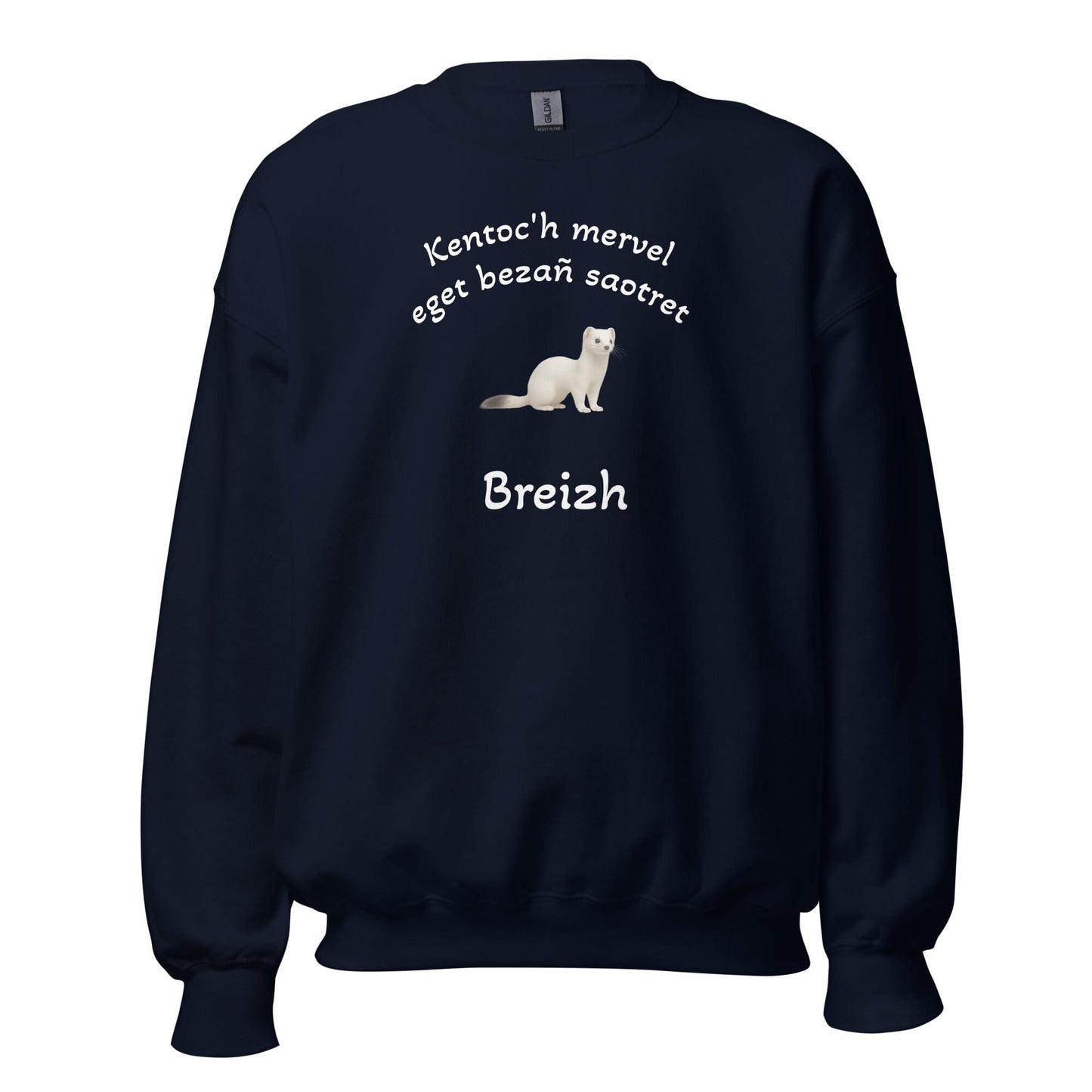 Sweatshirt unisexe Kentoc'h mervel eget bezañ saotret sweat-shirt Bevet Breizh Bleu Marine S