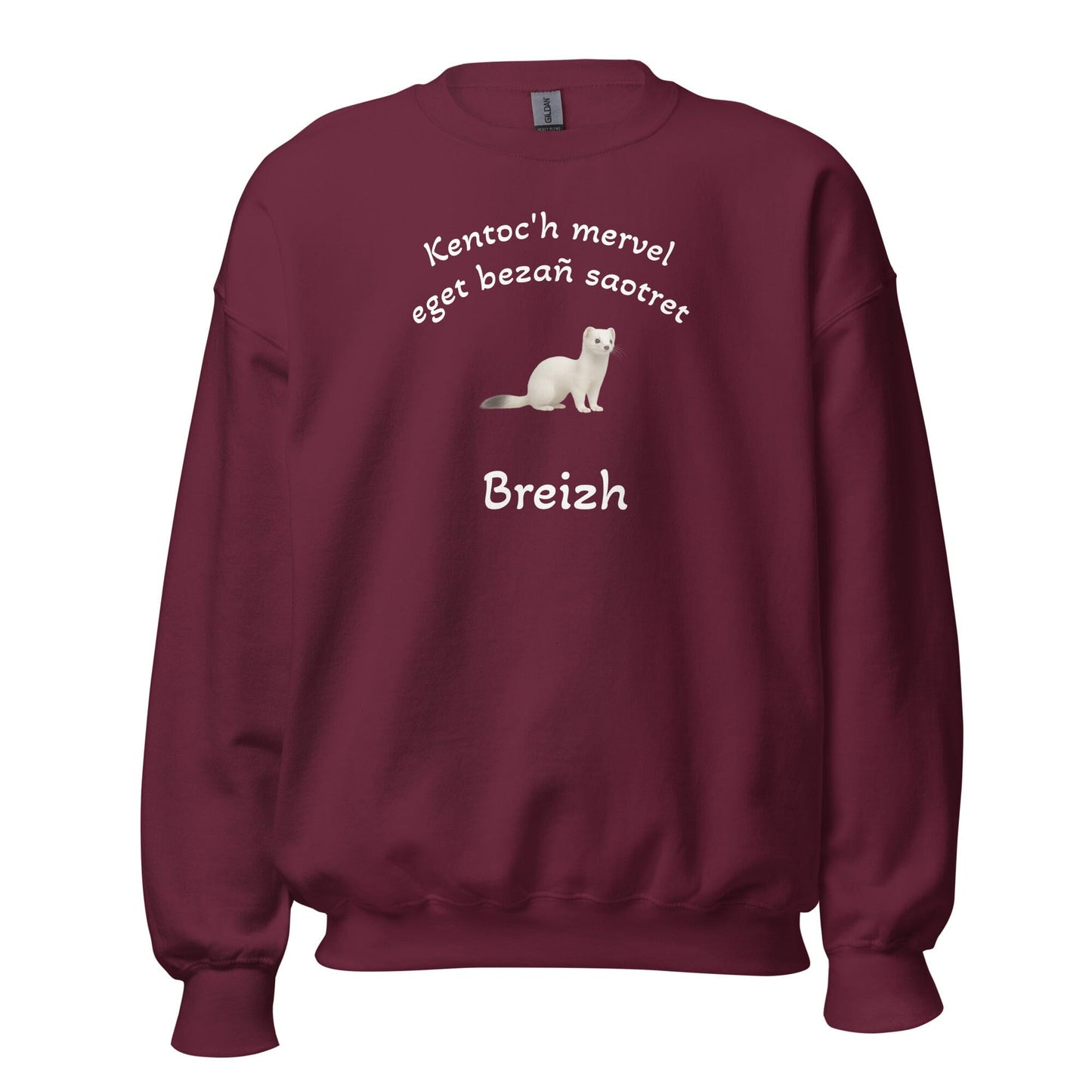 Sweatshirt unisexe Kentoc'h mervel eget bezañ saotret sweat-shirt Bevet Breizh Bordeaux S