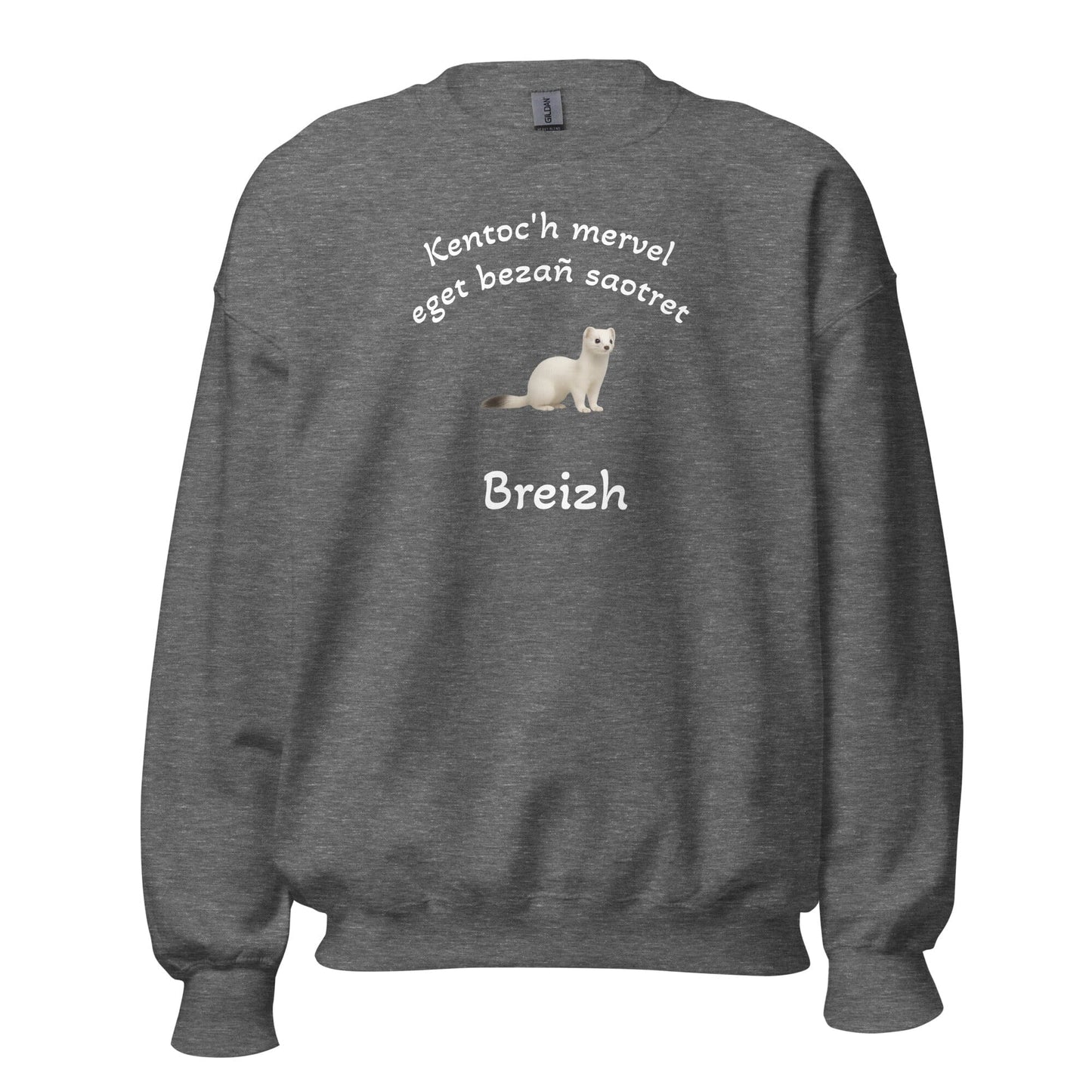 Sweatshirt unisexe Kentoc'h mervel eget bezañ saotret sweat-shirt Bevet Breizh Graphite Heather S