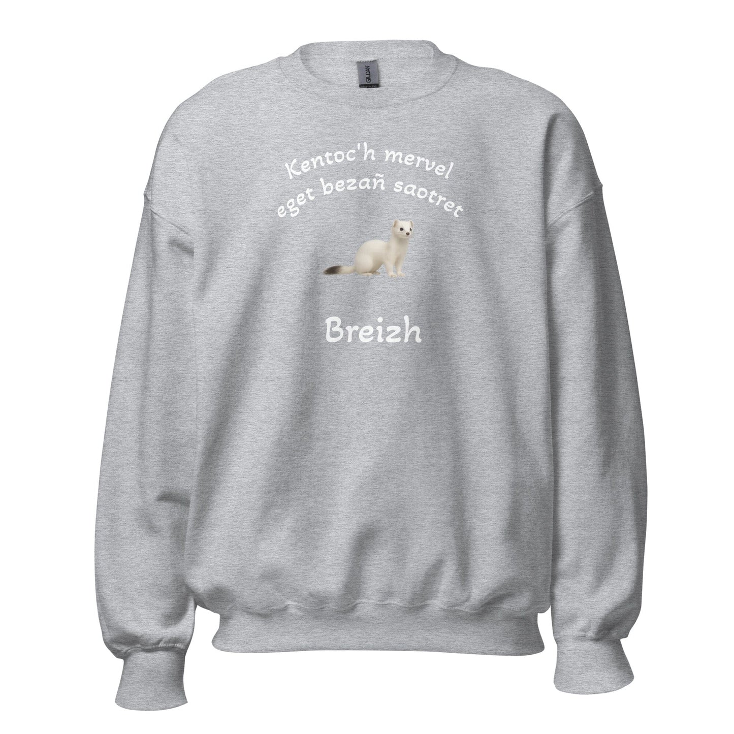 Sweatshirt unisexe Kentoc'h mervel eget bezañ saotret sweat-shirt Bevet Breizh Gris Sport 4XL