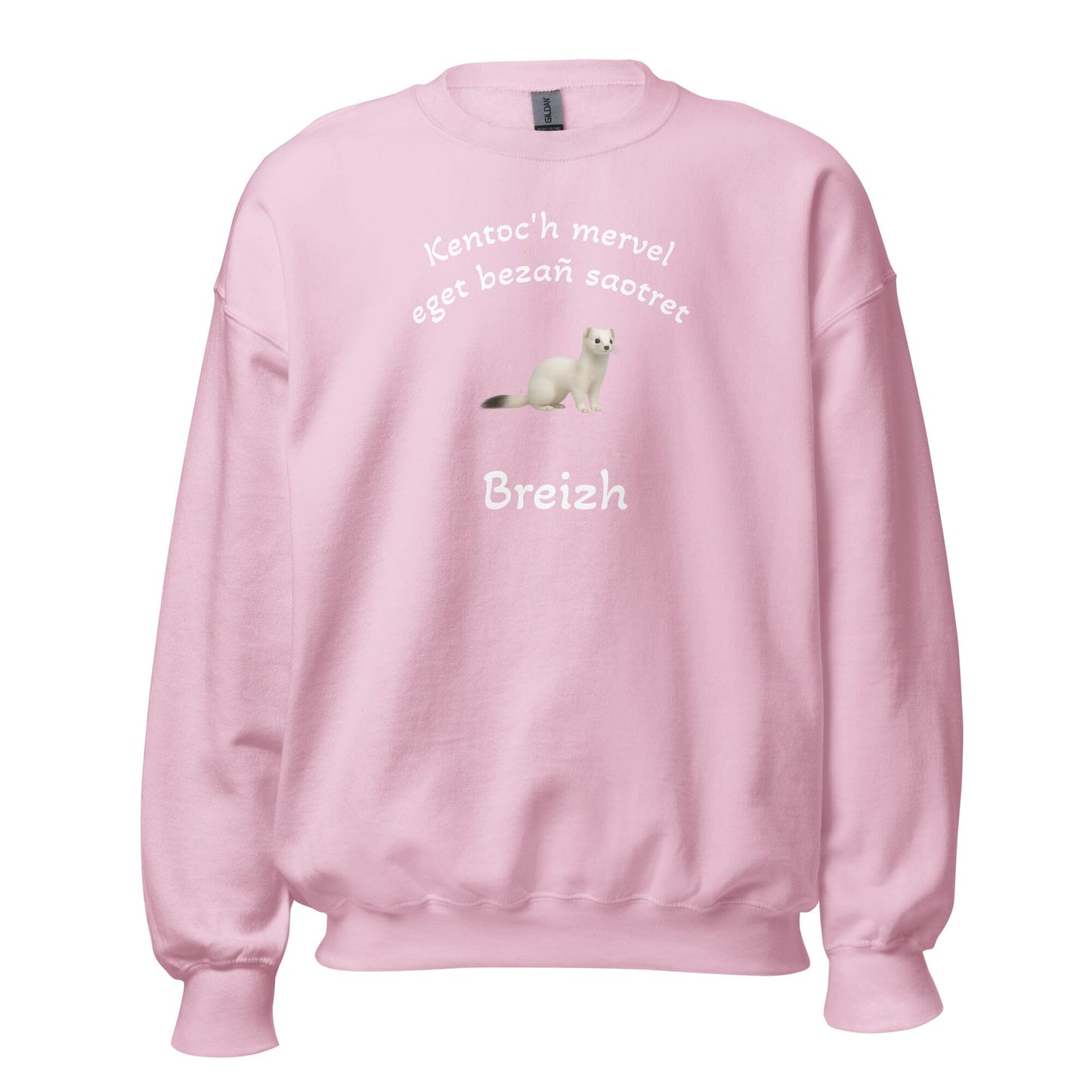 Sweatshirt unisexe Kentoc'h mervel eget bezañ saotret sweat-shirt Bevet Breizh Rose Clair S