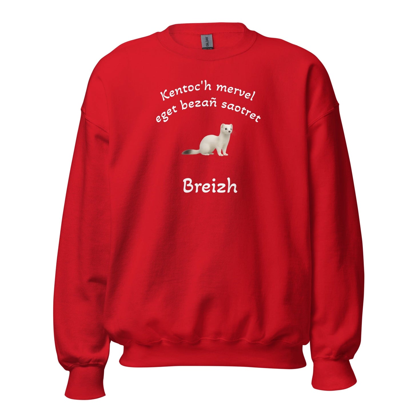 Sweatshirt unisexe Kentoc'h mervel eget bezañ saotret sweat-shirt Bevet Breizh Rouge S