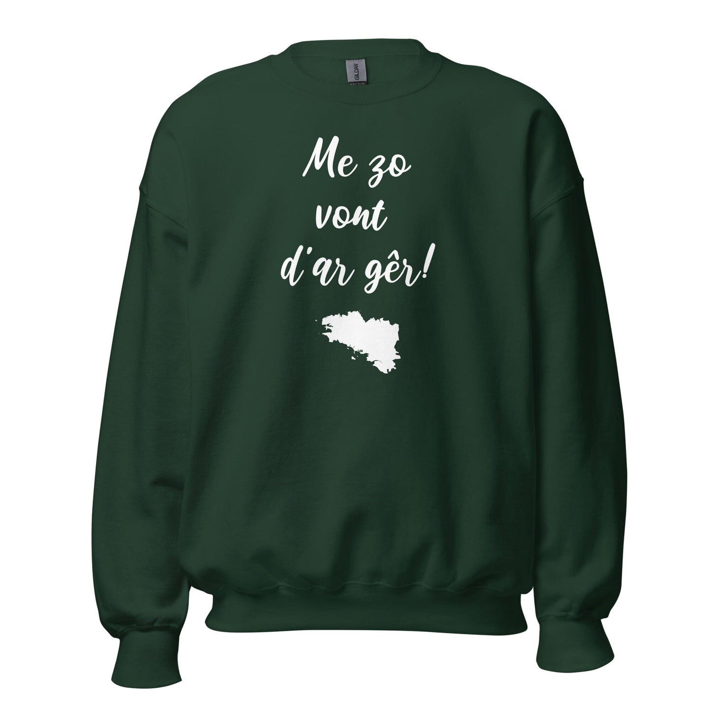 Sweatshirt Unisexe Me zo vont d'ar gêr sweatshirt Bevet Breizh Vert Forêt S