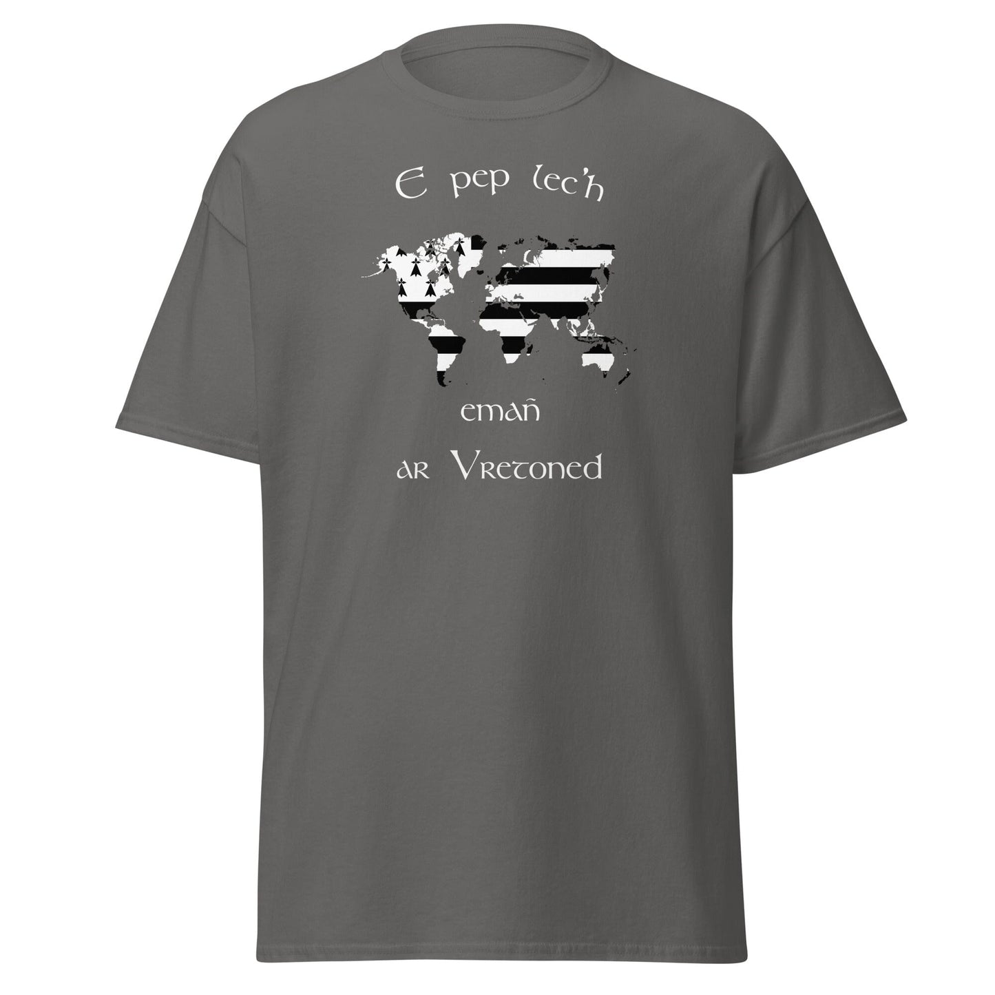 T-shirt breton E pep lec'h emañ ar Vretoned pour homme t-shirt Bevet Breizh Anthracite S