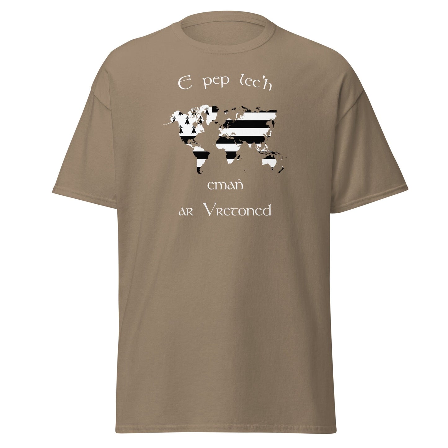 T-shirt breton E pep lec'h emañ ar Vretoned pour homme t-shirt Bevet Breizh Brown Savana S