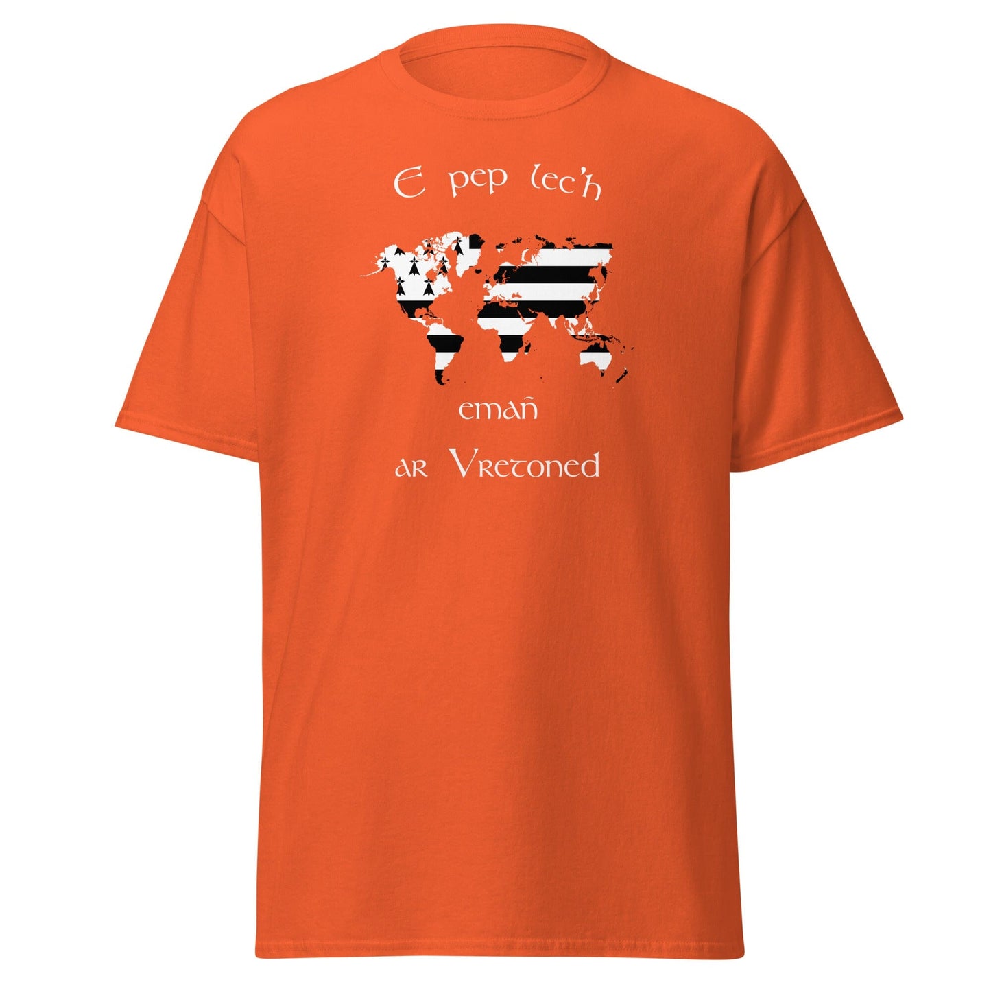 T-shirt breton E pep lec'h emañ ar Vretoned pour homme t-shirt Bevet Breizh Orange S