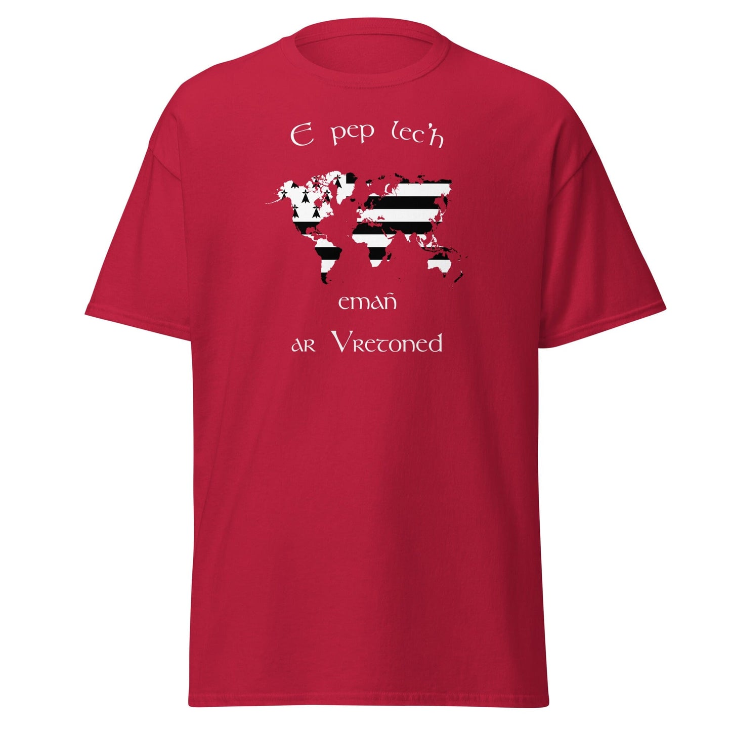 T-shirt breton E pep lec'h emañ ar Vretoned pour homme t-shirt Bevet Breizh Rouge cardinal S
