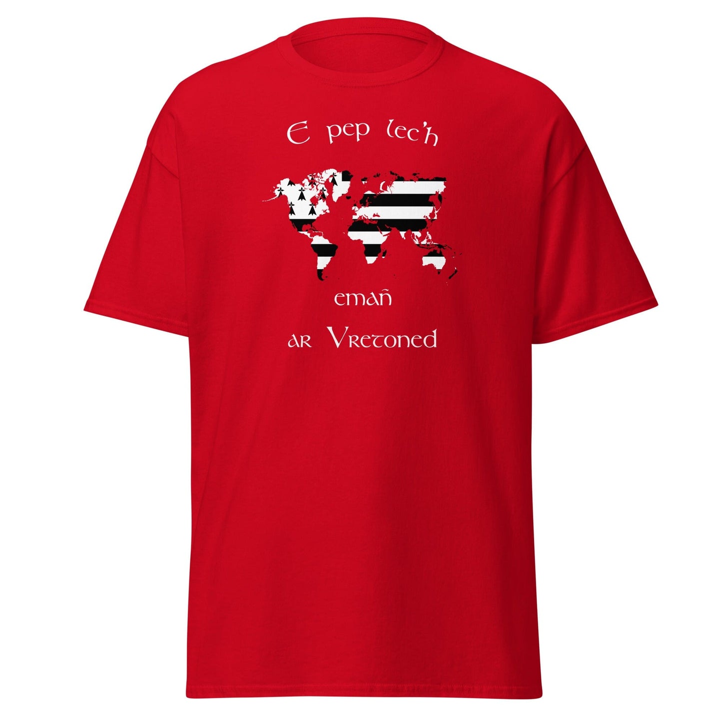T-shirt breton E pep lec'h emañ ar Vretoned pour homme t-shirt Bevet Breizh Rouge S