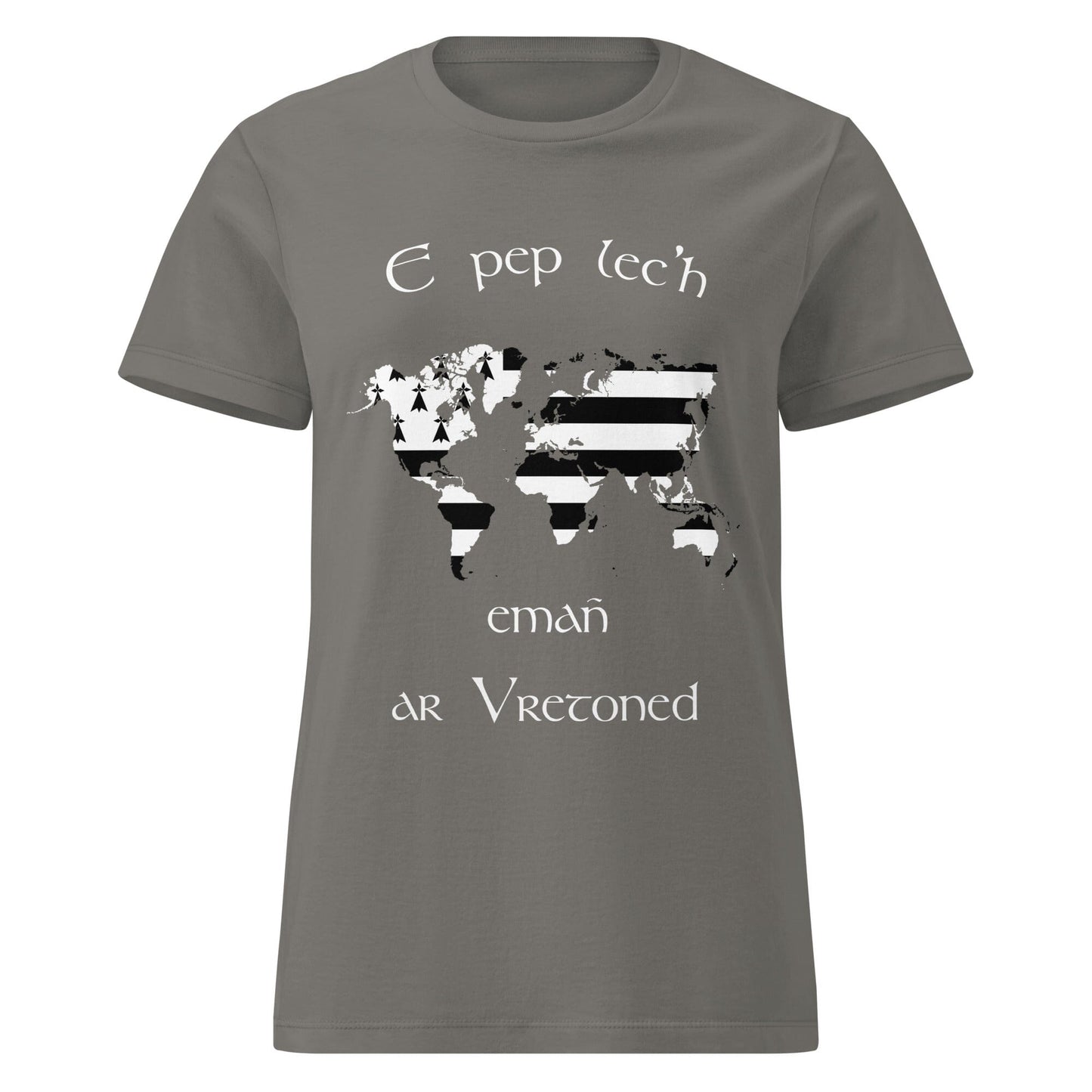 T-shirt breton pour femme E pep lec'h emañ ar Vretoned Bevet Breizh Anthracite S