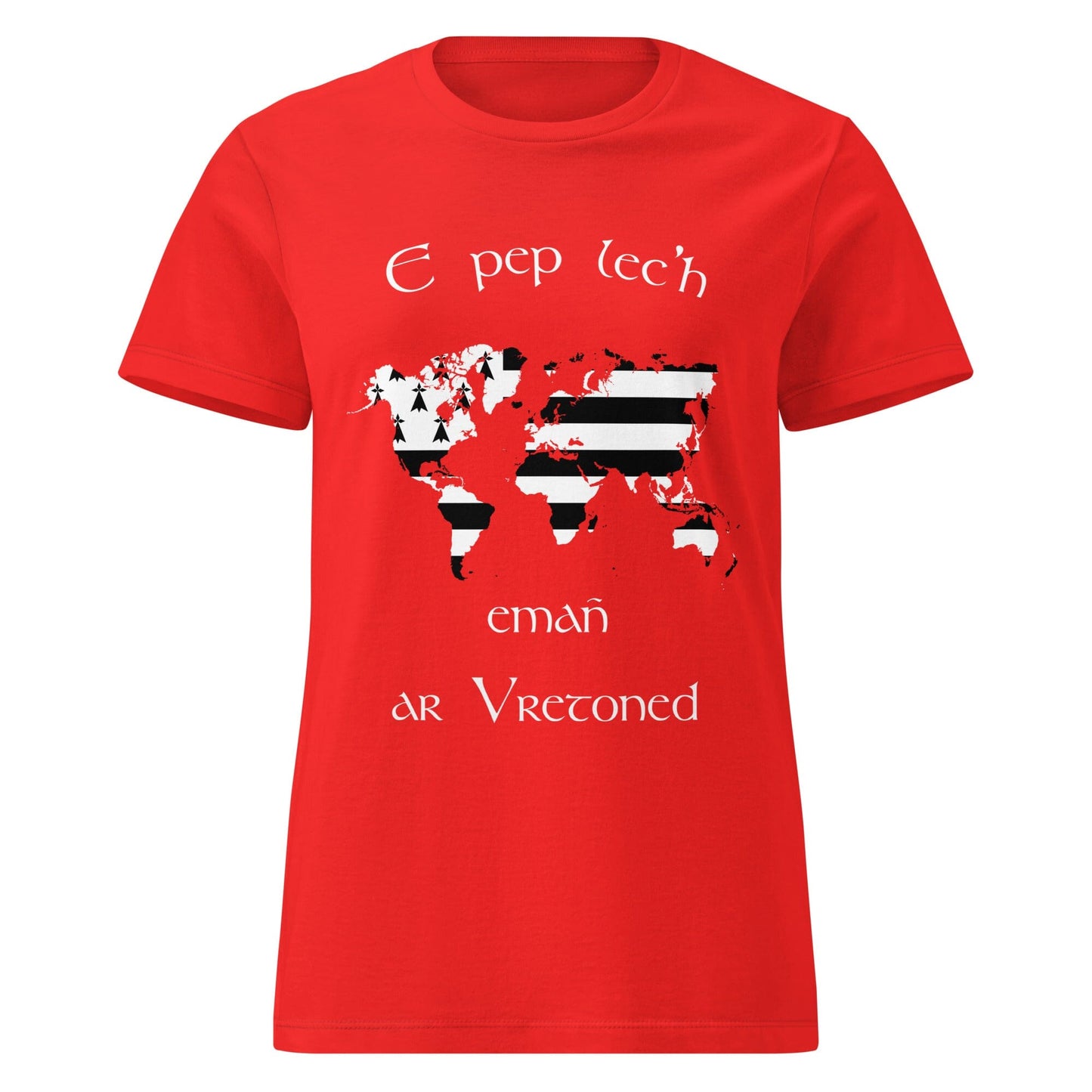 T-shirt breton pour femme E pep lec'h emañ ar Vretoned Bevet Breizh Rouge S
