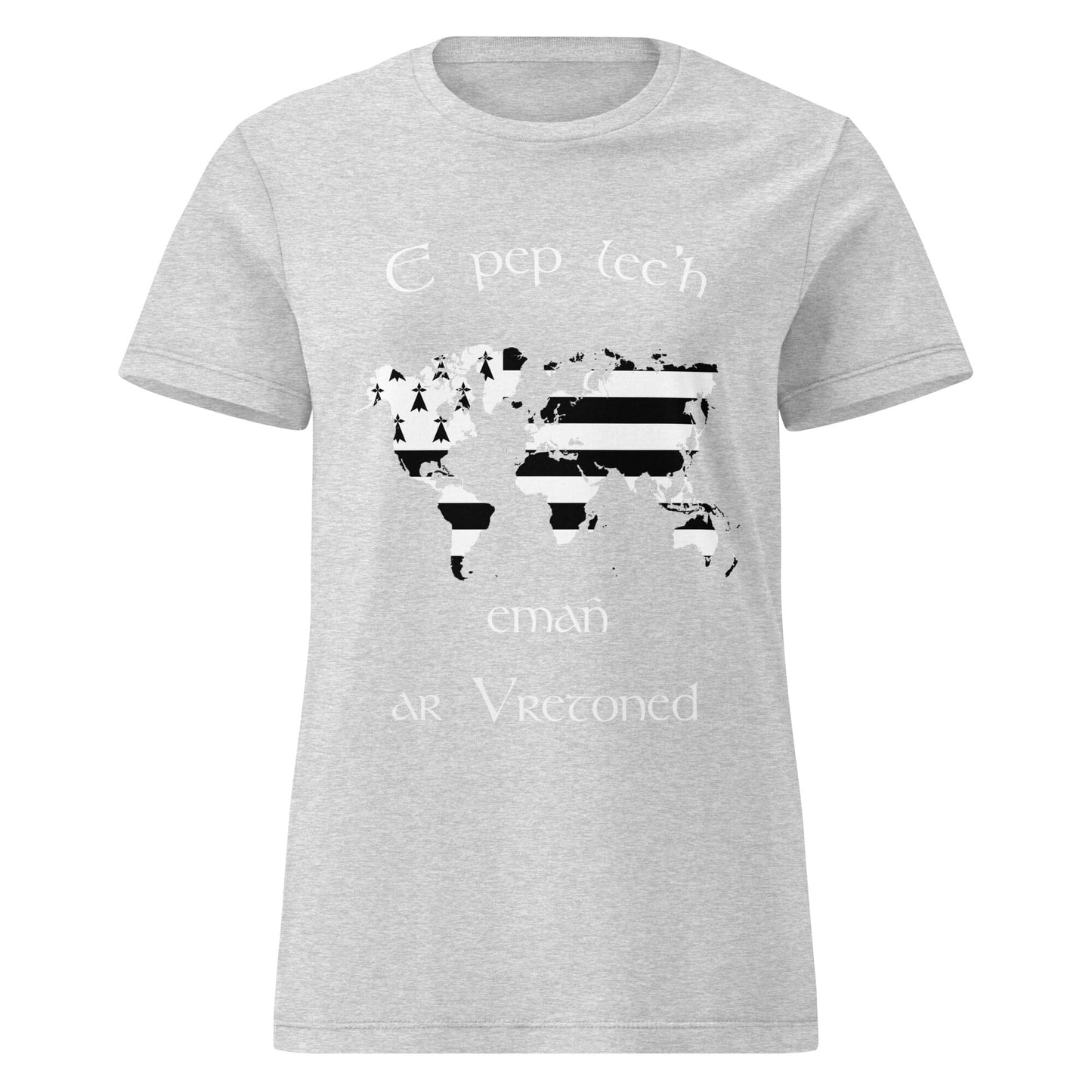 T-shirt breton pour femme E pep lec'h emañ ar Vretoned Bevet Breizh RS Sport Grey S