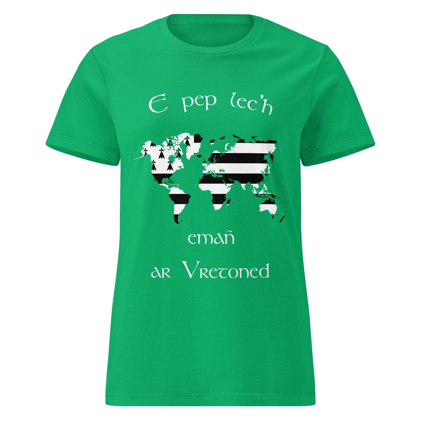 T-shirt breton pour femme E pep lec'h emañ ar Vretoned Bevet Breizh Vert menthe S