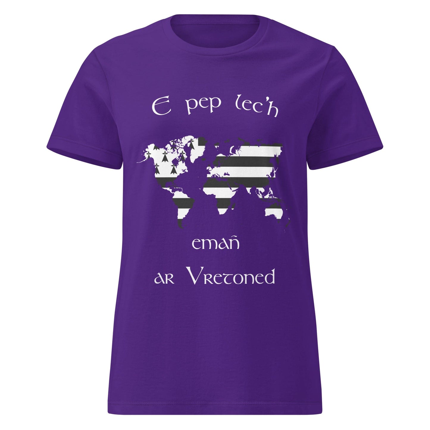 T-shirt breton pour femme E pep lec'h emañ ar Vretoned Bevet Breizh Violet S