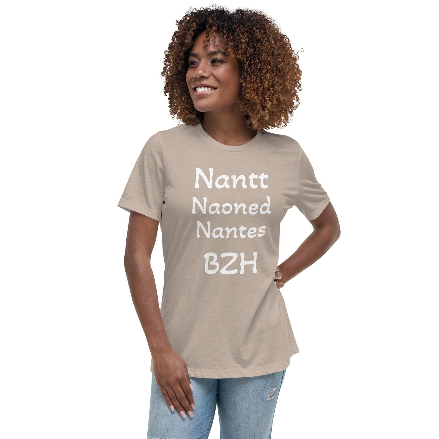 T-shirt Décontracté pour Femme Nantt Naoned Nantes BZH Bevet Breizh Vert de gris Chiné S