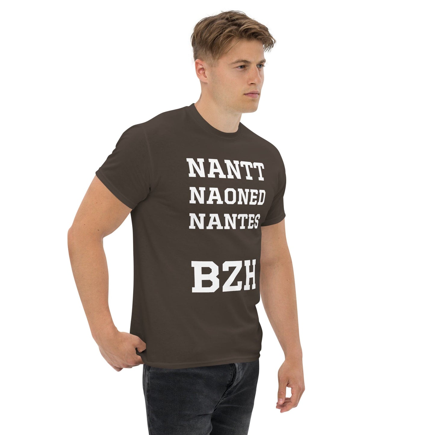 T-shirt homme Nantt, Naoned, Nantes BZH Bevet Breizh Chocolat Noir S