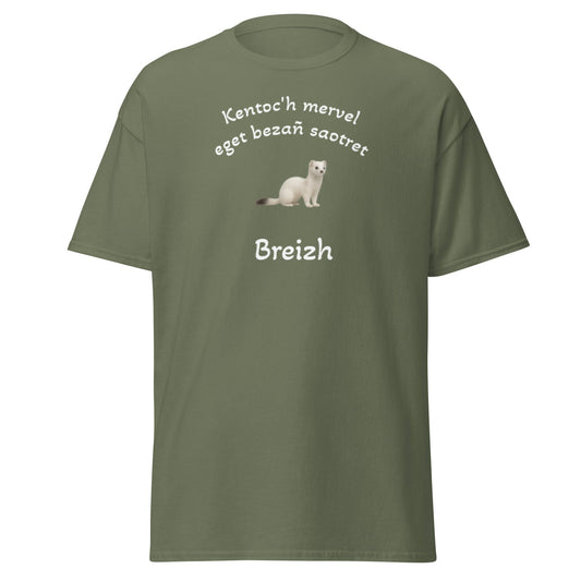 T-shirt Kentoc'h mervel eget bezañ saotret pour homme t-shirt Bevet Breizh Vert Militaire S
