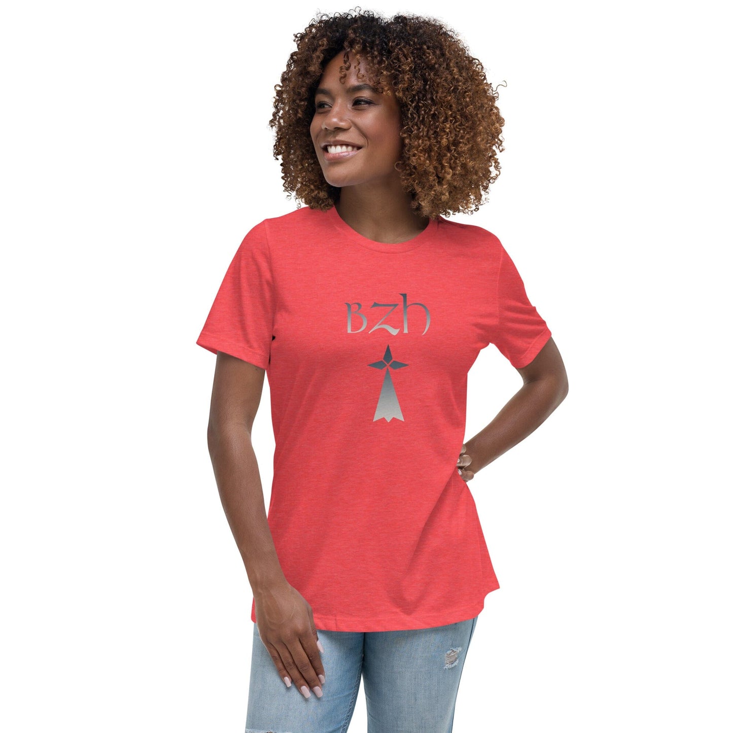 T-shirt pour femme BZH Hermine Bevet Breizh Rouge Chiné S