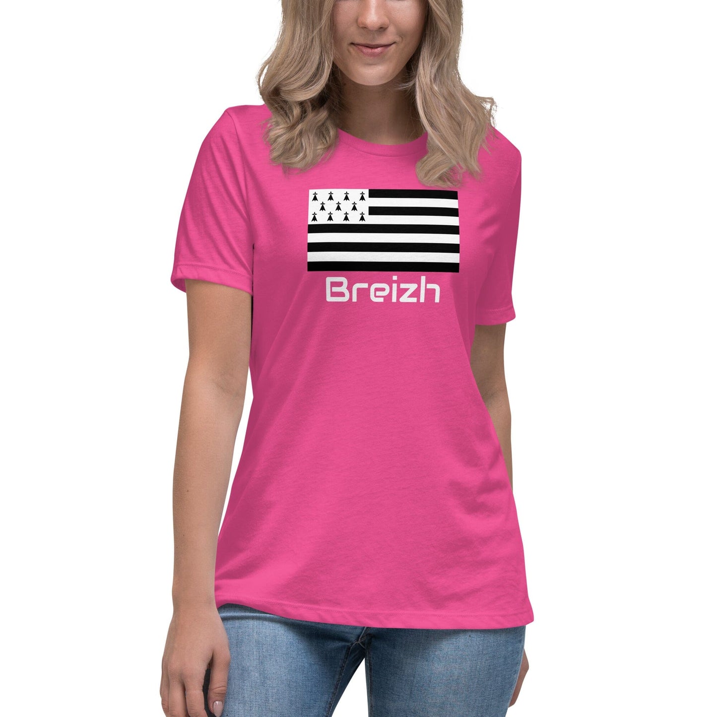 T-shirt pour Femme Gwenn Ha Du Breizh Bevet Breizh Rose bonbon S