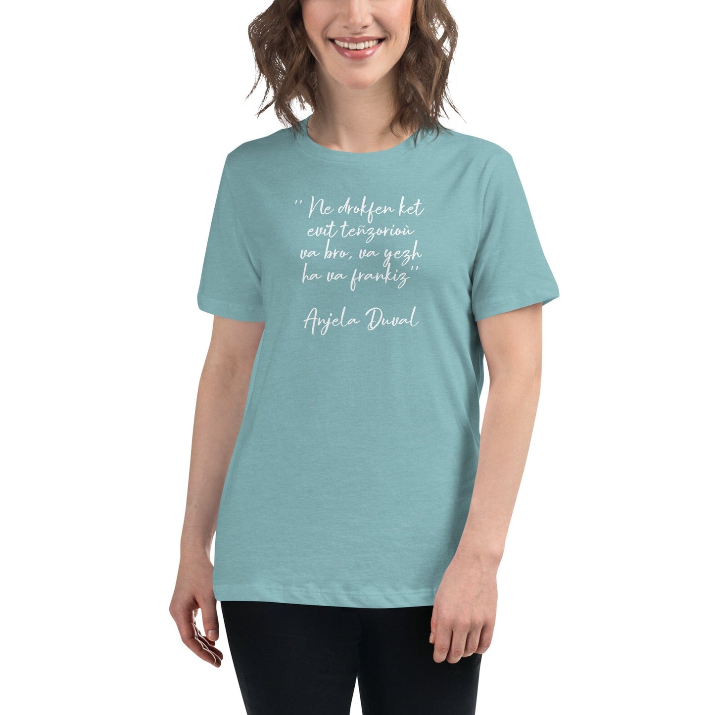 T-shirt pour femme Ne drokfen ket evit teñzorioù Anjela Duval t-shirt Bevet Breizh Heather Blue Lagoon S