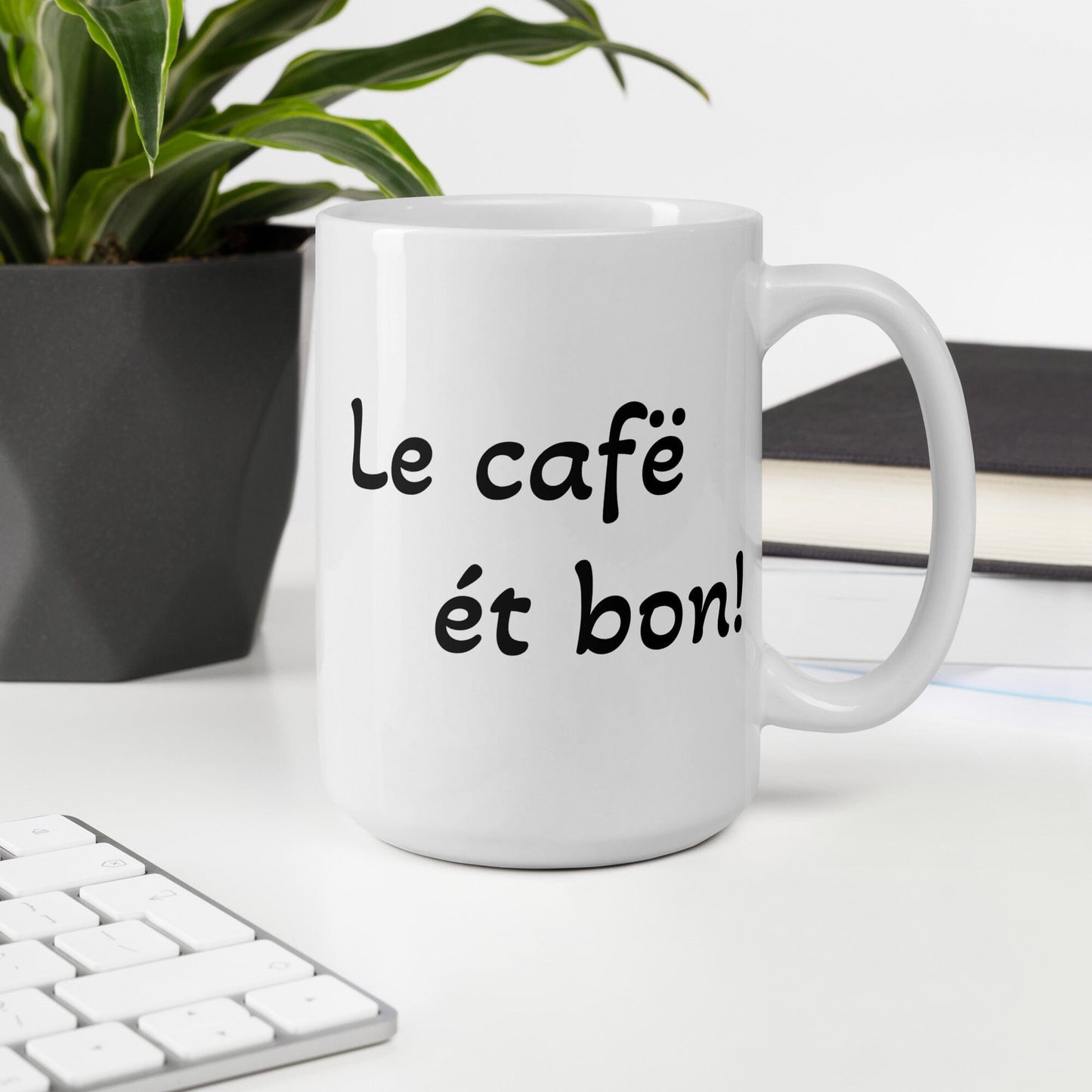 Tasse blanche le cafë ét bon Bevet Breizh 15 oz