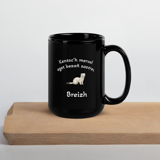Mug noir Kentoc'h mervel eget bezañ saotret mugs Bevet Breizh 450ml 