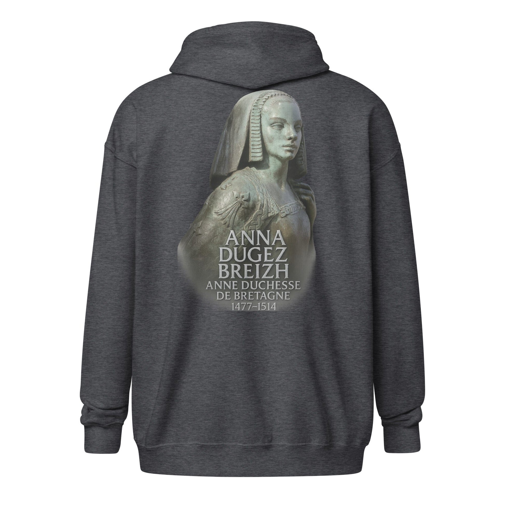 Sweat à capuche à fermeture éclair Anne de Bretagne sweat-shirt Bevet Breizh Gris Foncé Chiné S 