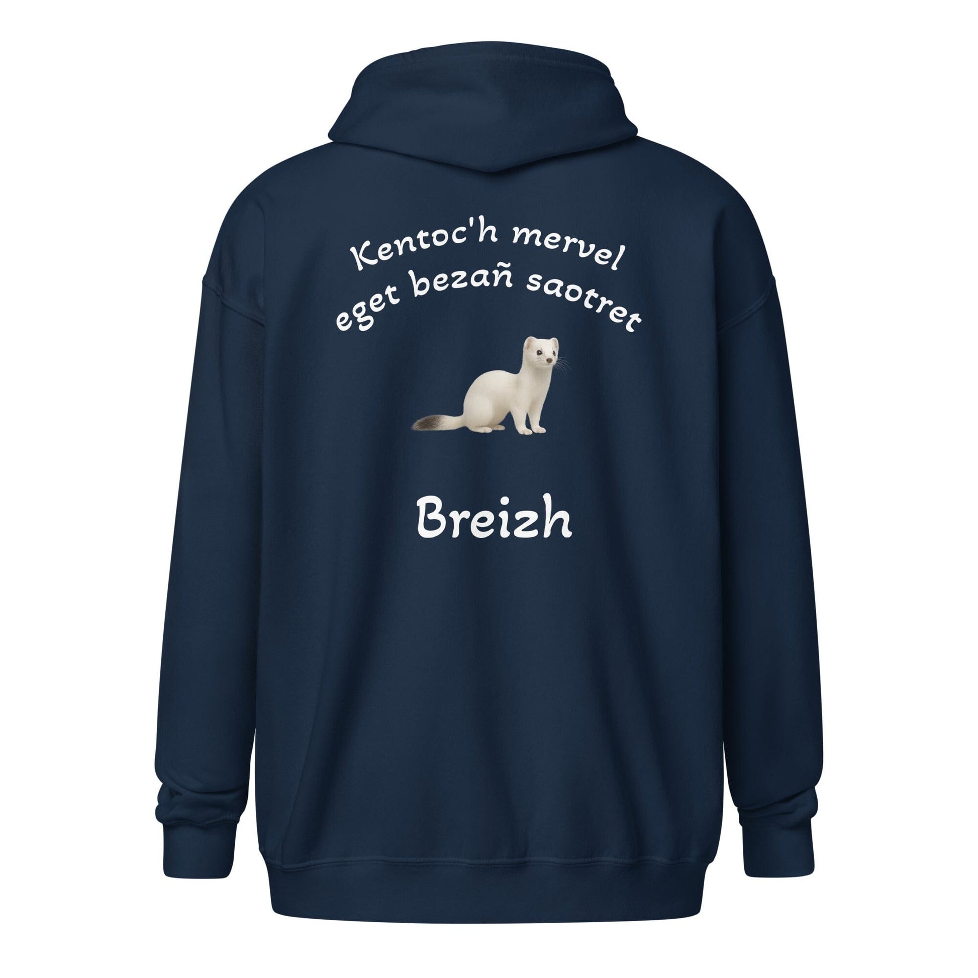 Sweat à capuche à fermeture éclair kentoc'h mervel eget bezañ saotret sweat-shirt Bevet Breizh Bleu Marine S 